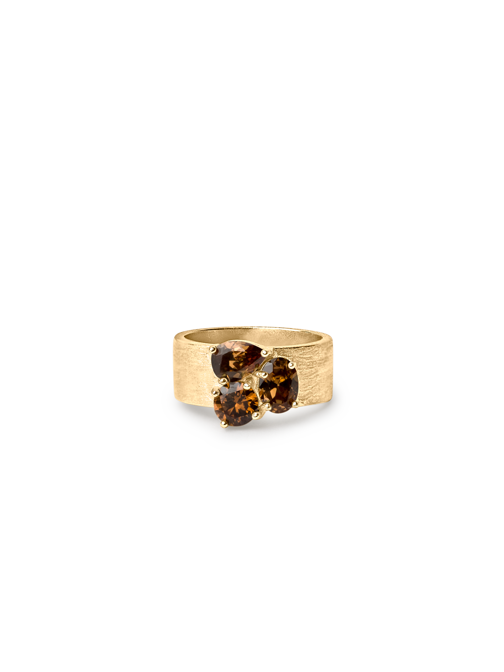 Grace Diamond Ring Brown by Felicia Wedin, 18k gold plated brass