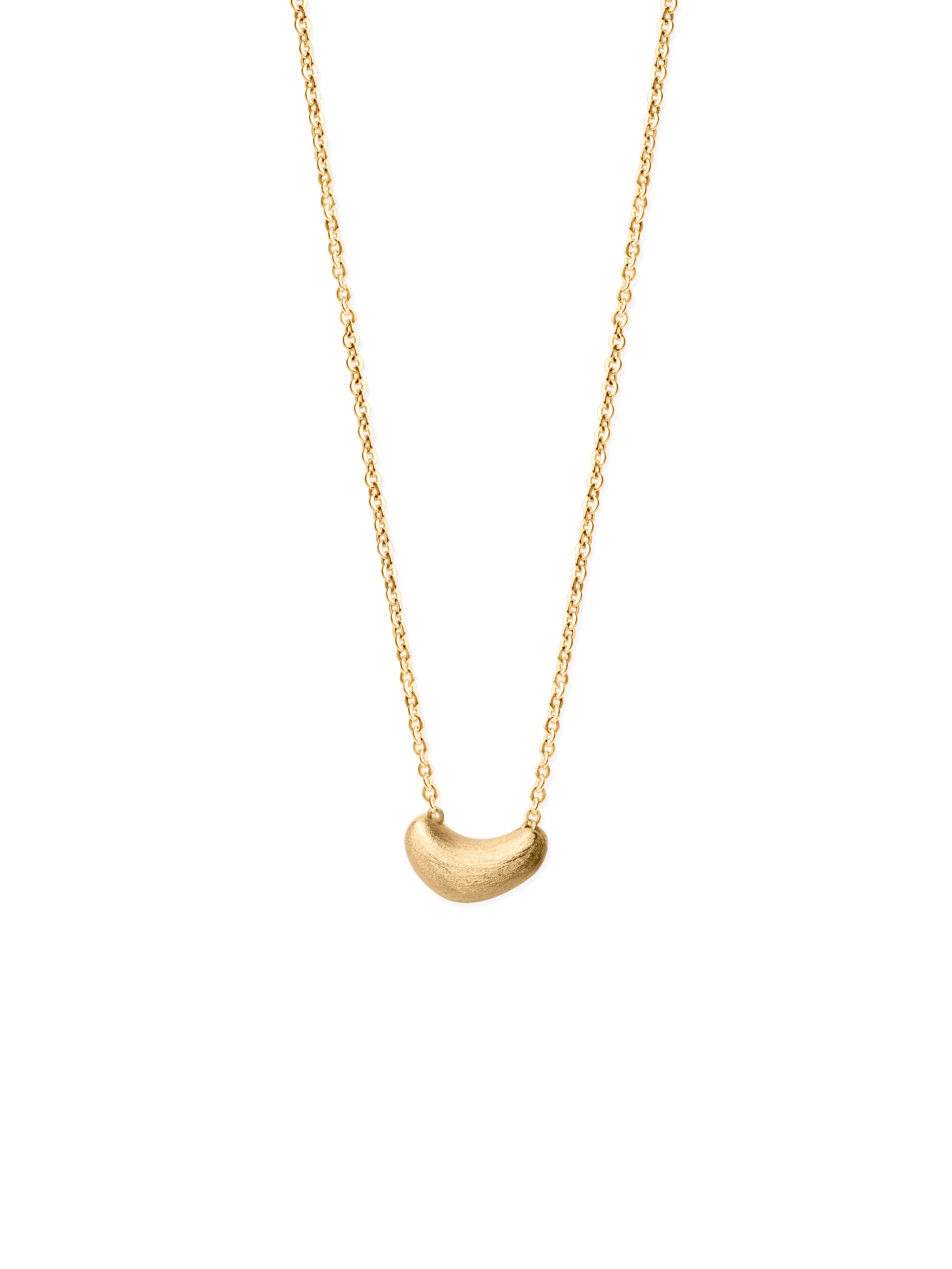 Brushed Bean Necklace 18k gold plated brass 