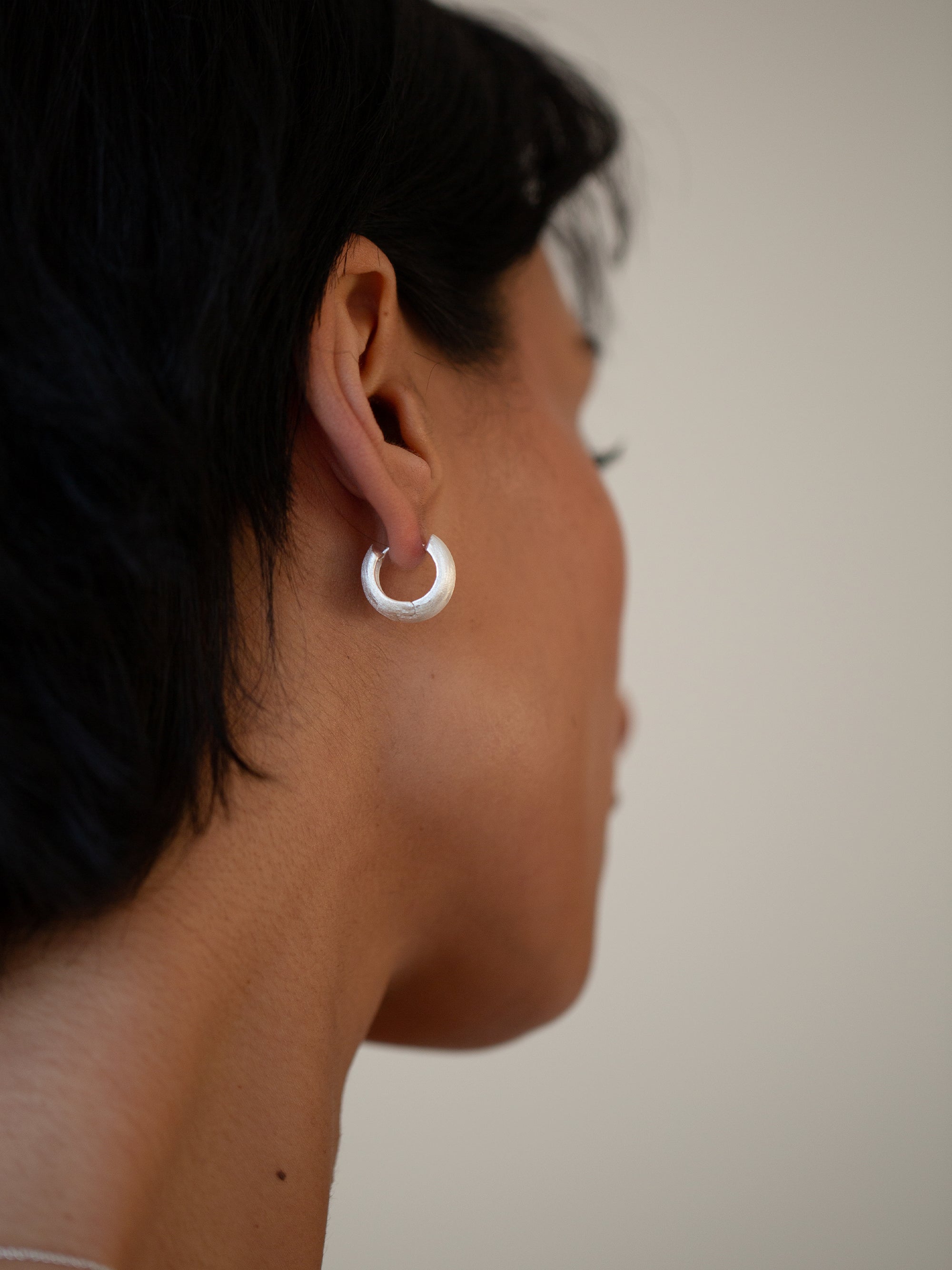  Brushed Dome Hoops Silver 925 silver plated brass 