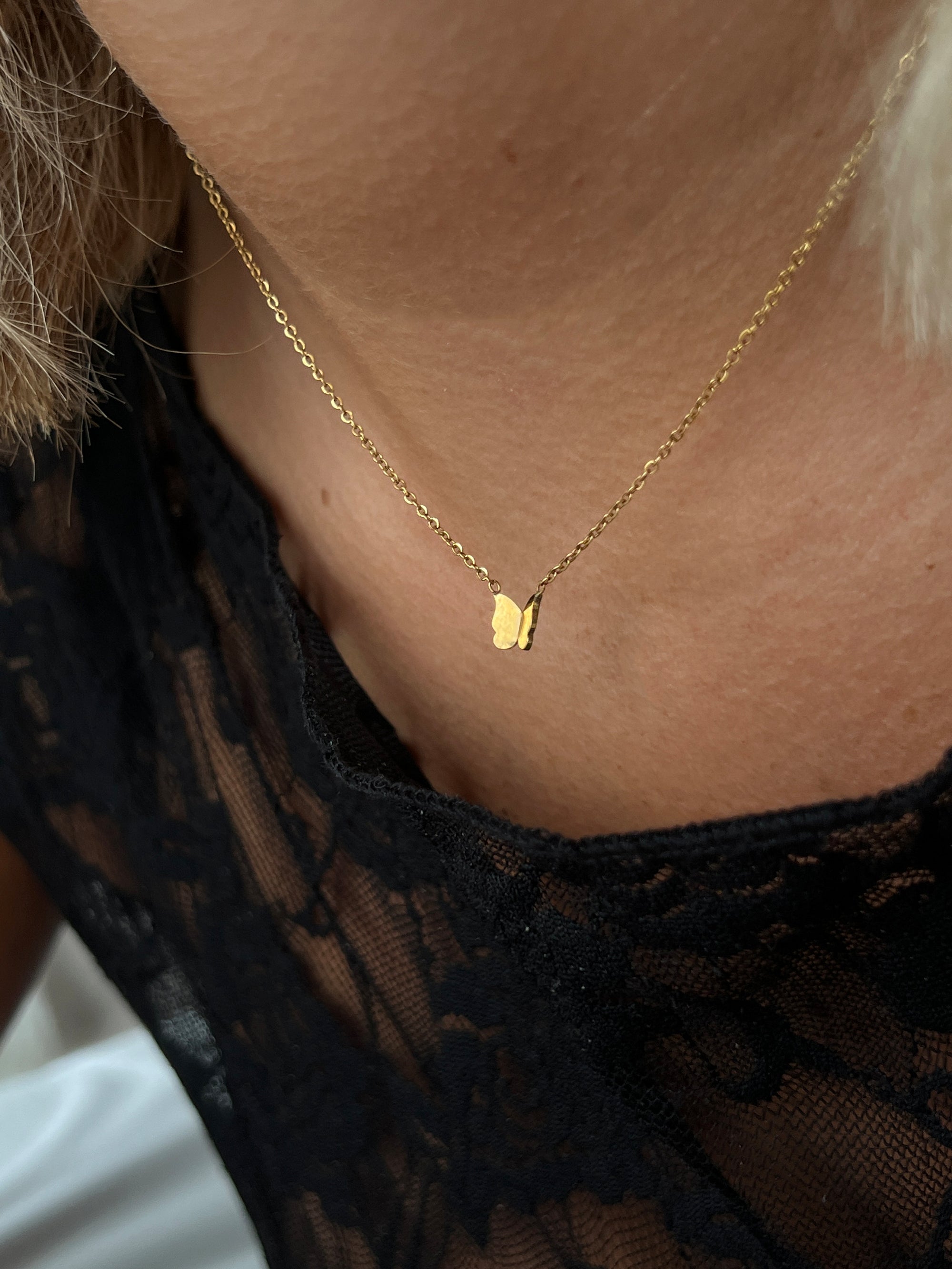 Butterfly Necklace in Waterproof 18K Gold PVD Plating