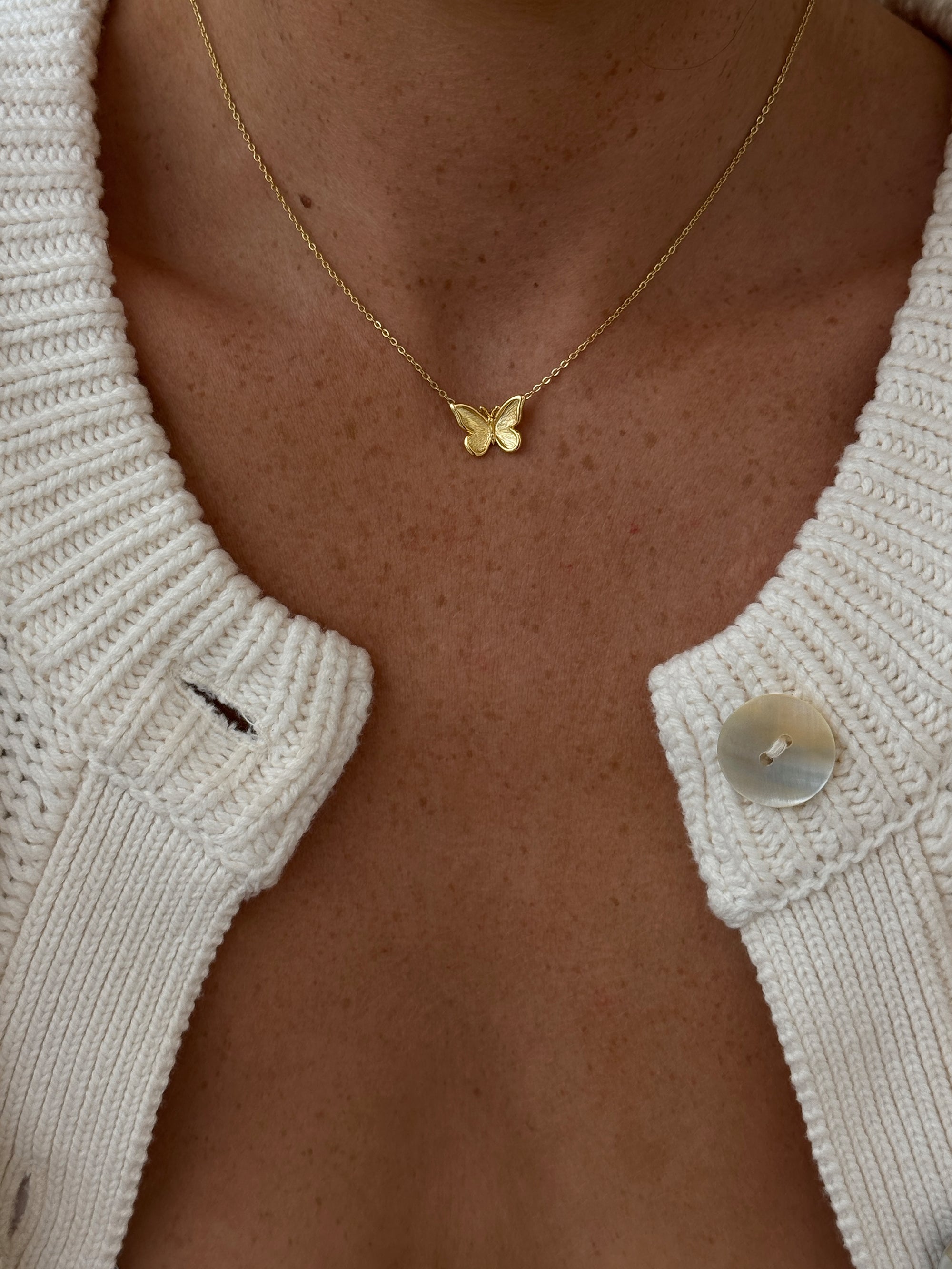 midi butterfly necklace waterproof 18k gold PVD plating