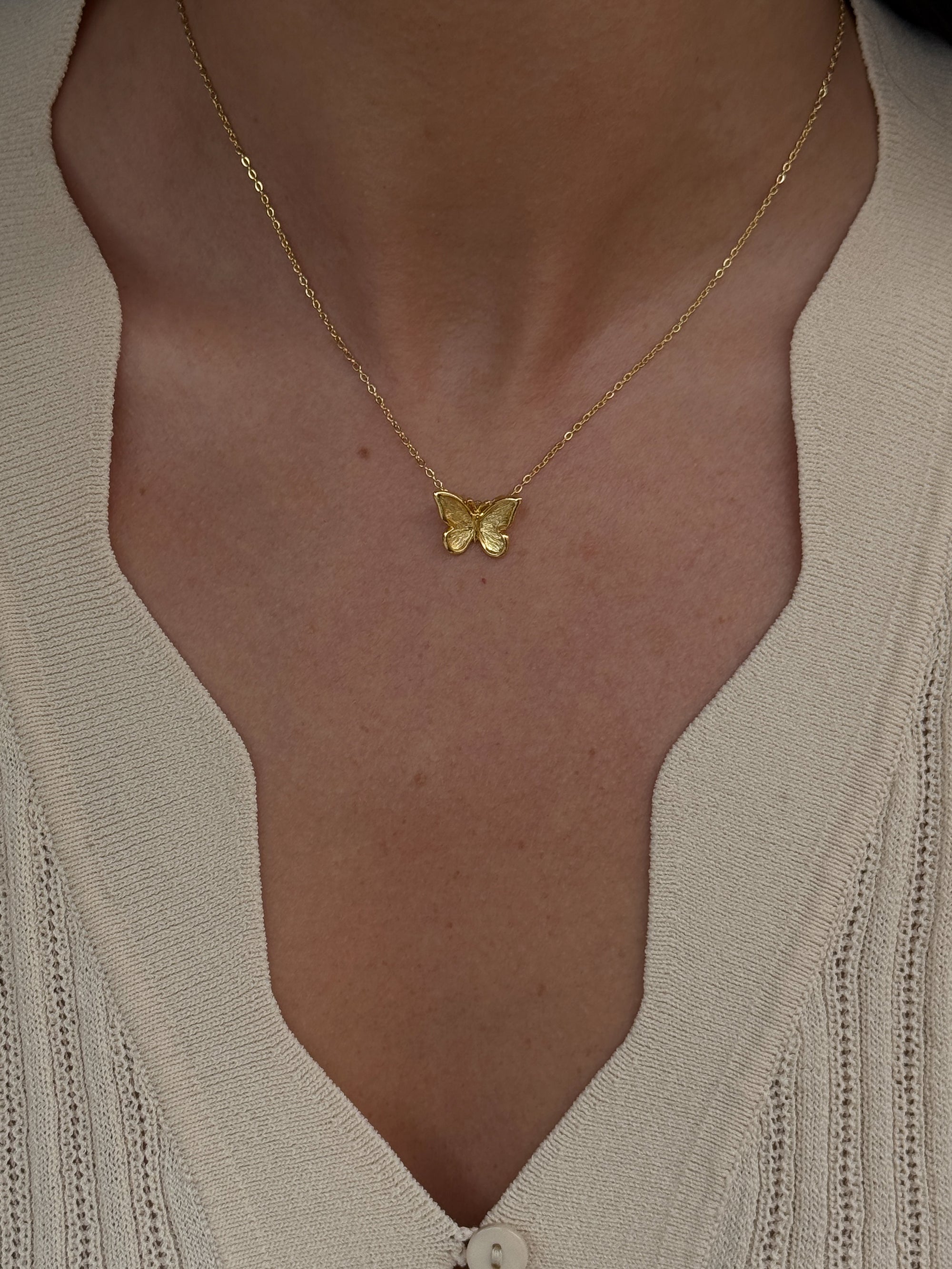 midi butterfly necklace waterproof 18k gold PVD plating