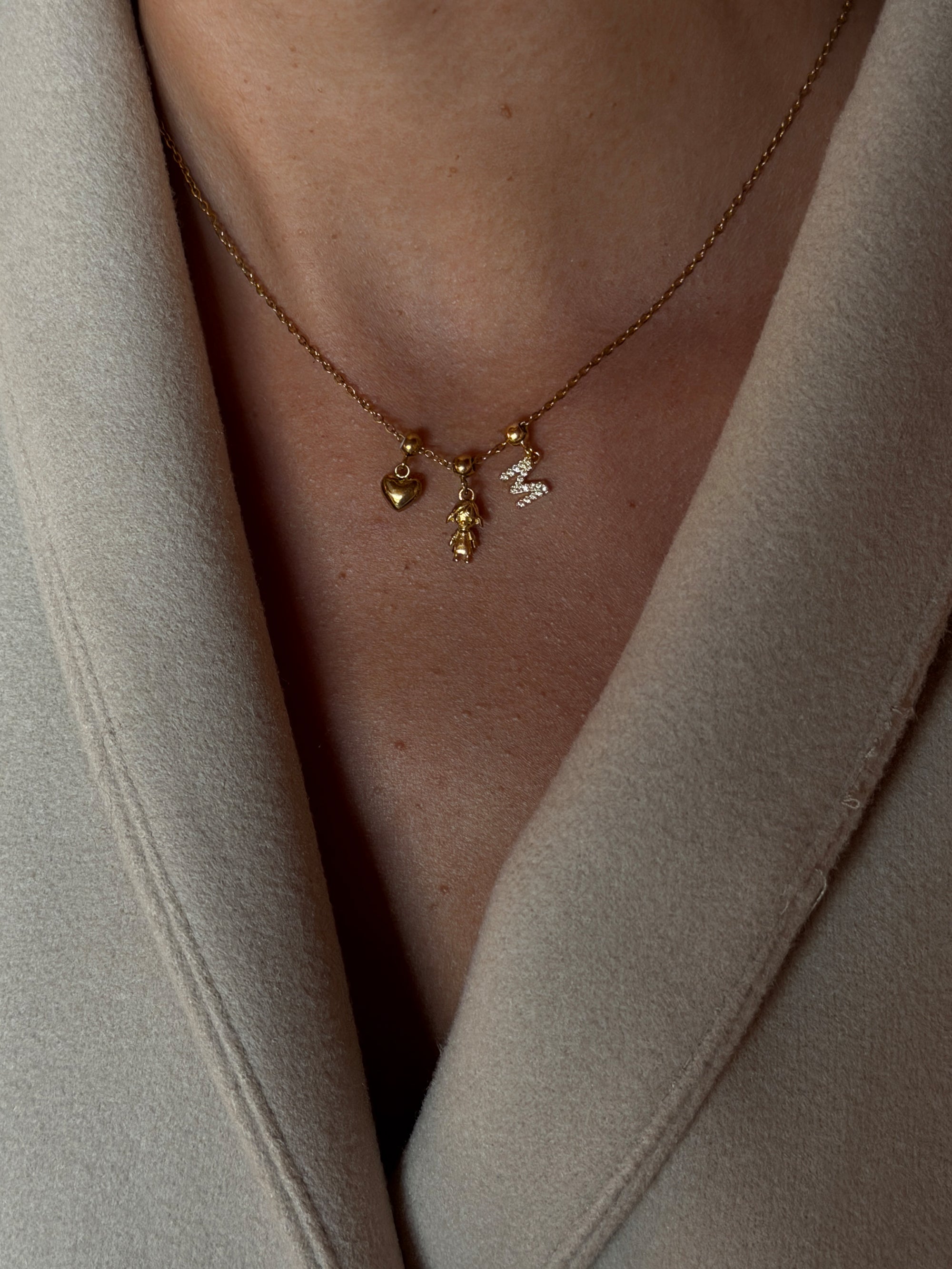 Girl child charm Waterproof 18k gold PVD plated steel