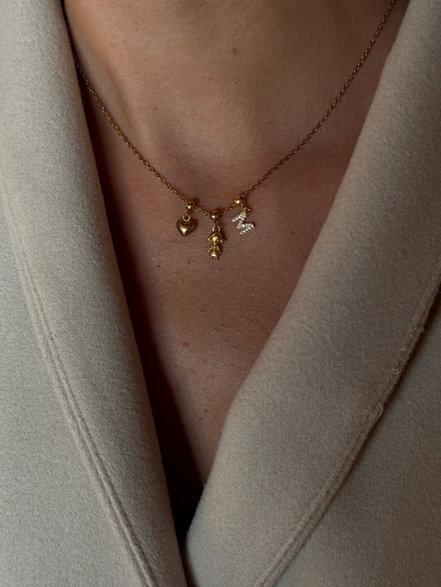 Girl child charm Waterproof 18k gold PVD plated steel