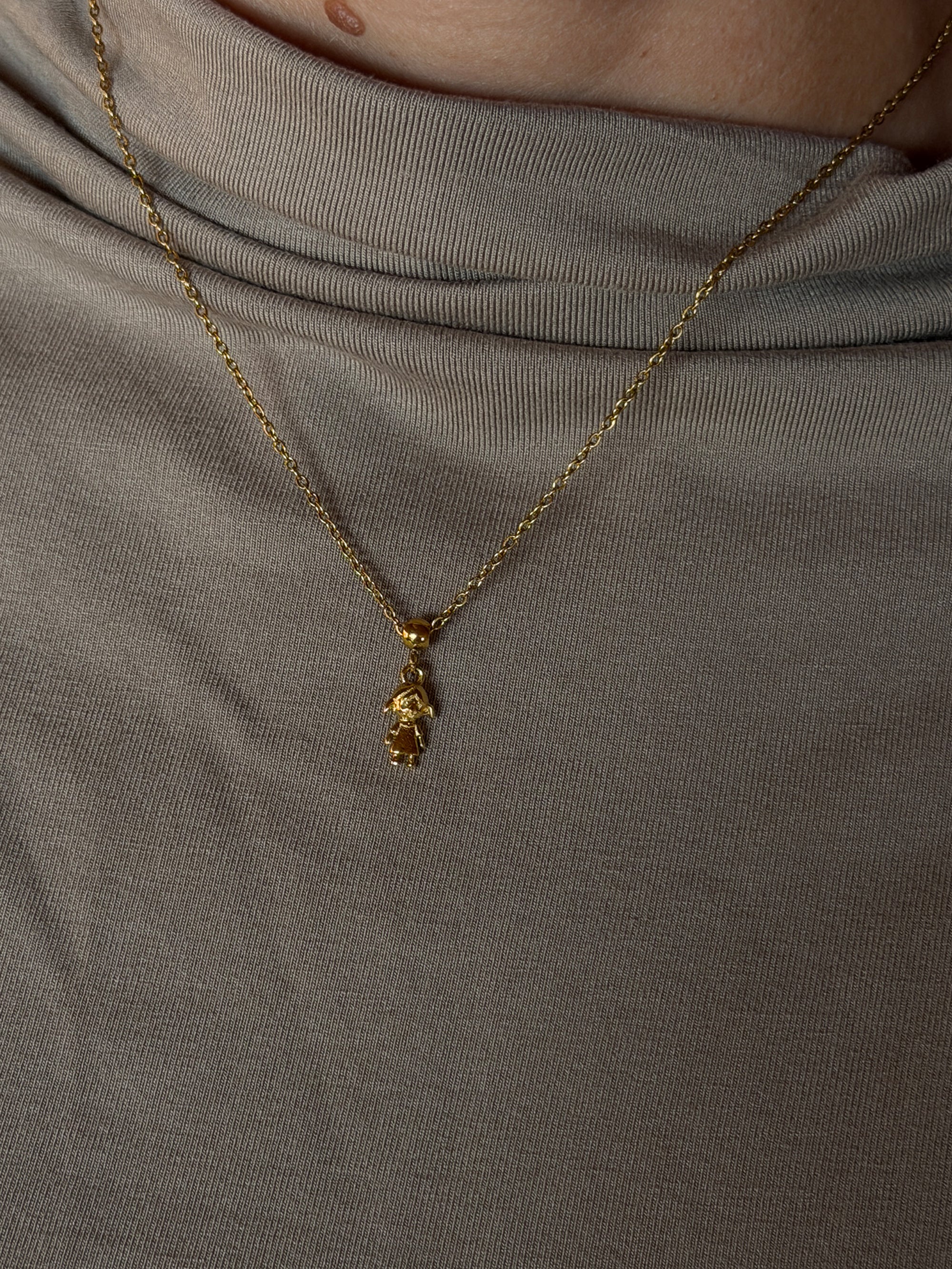 Girl child charm Waterproof 18k gold PVD plated steel