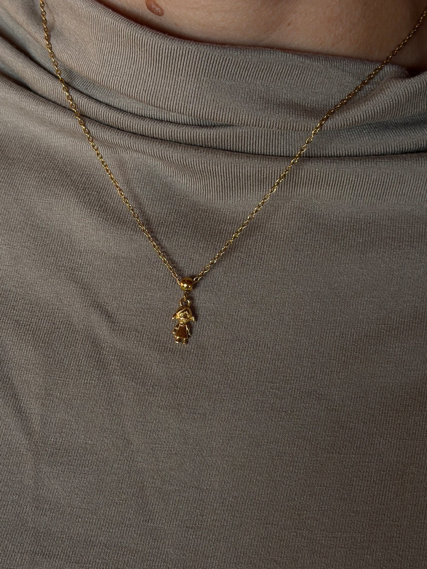 Girl child charm Waterproof 18k gold PVD plated steel