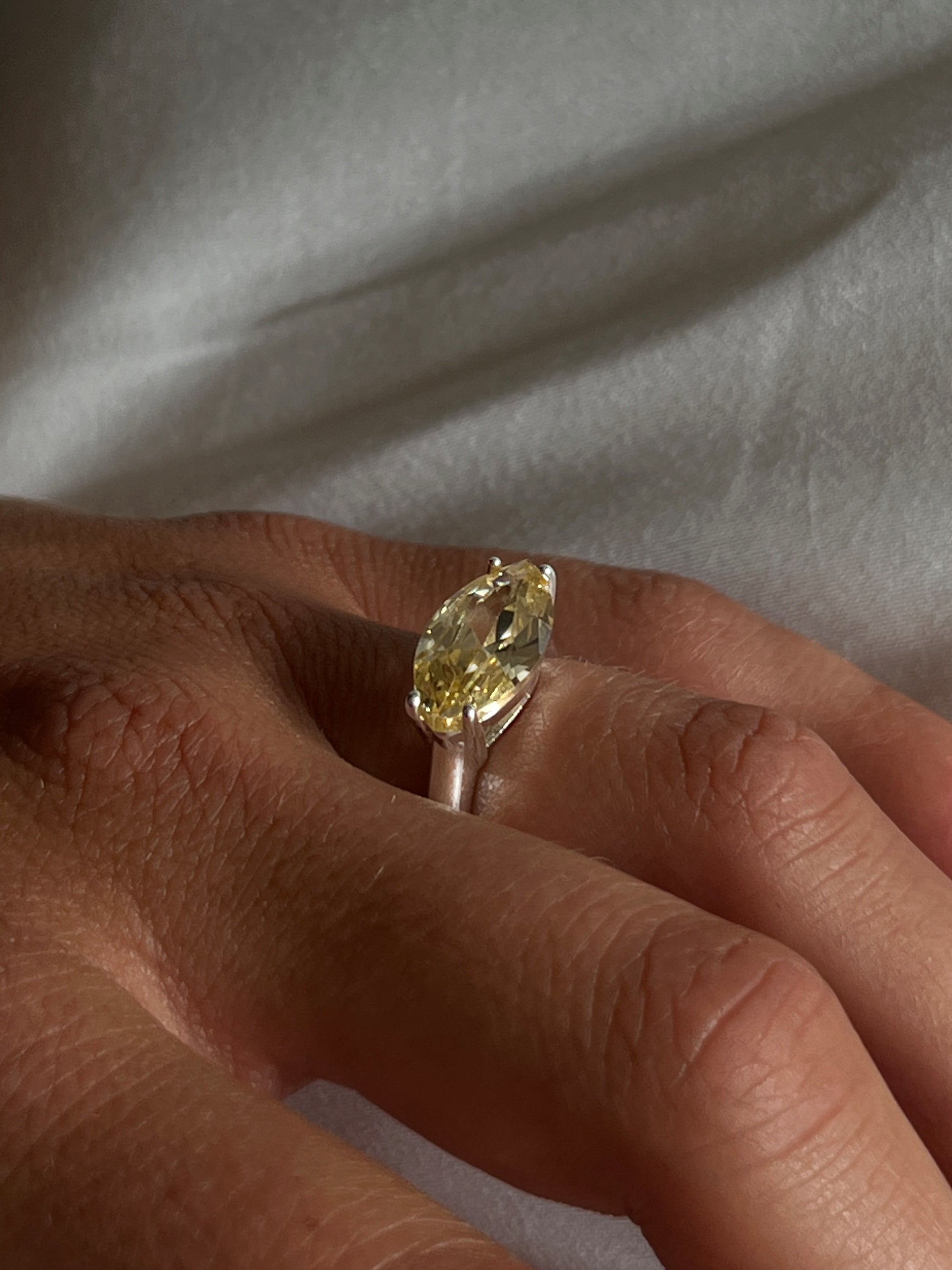 citrine ring 925 silver plated brass