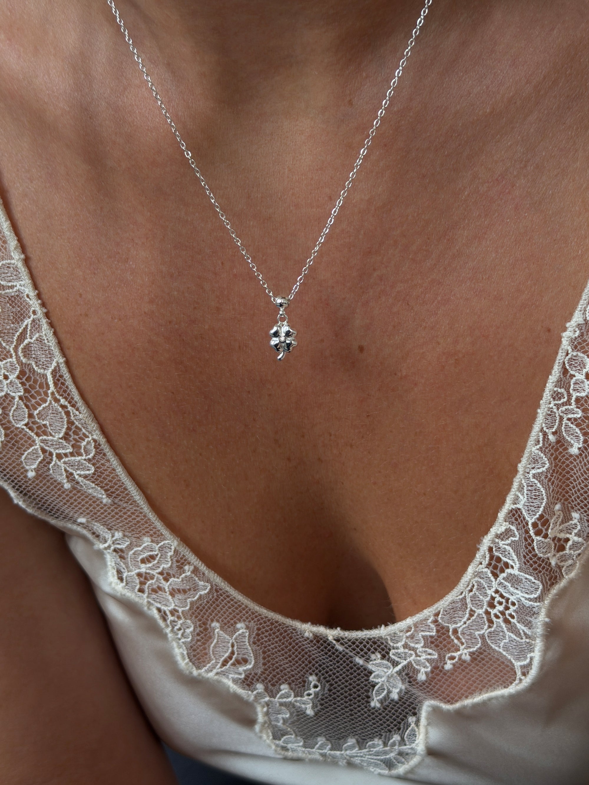 clover charm 925 silver plated stainless steel