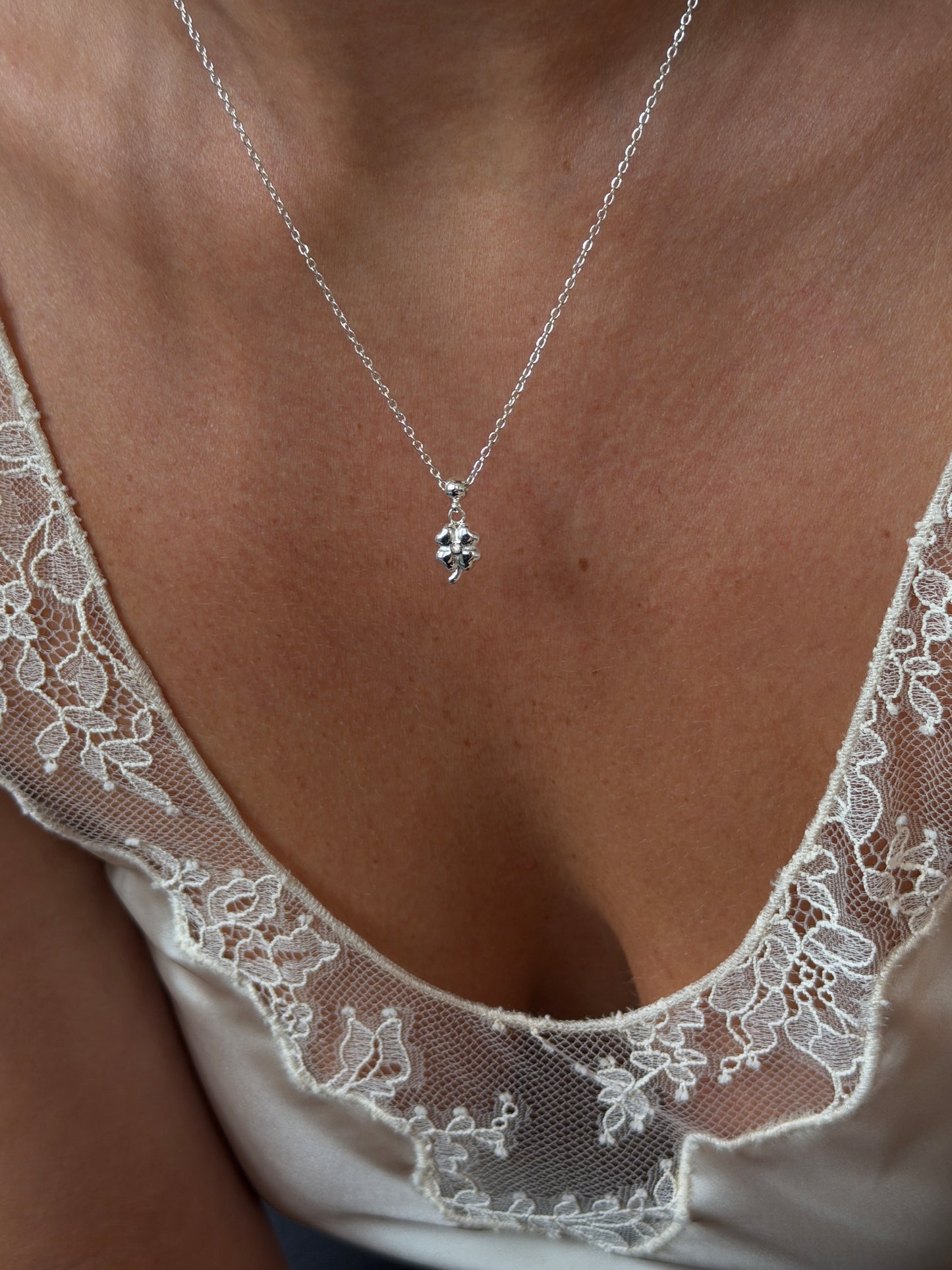 clover charm 925 silver plated stainless steel