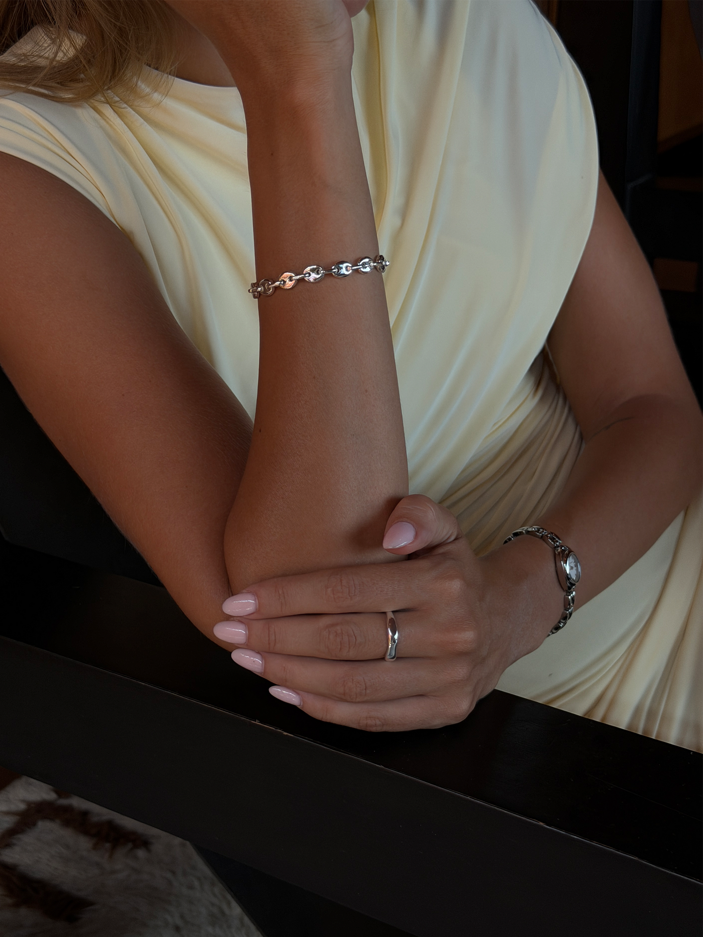 coffee bean bracelet 925 silver plated stainless steel