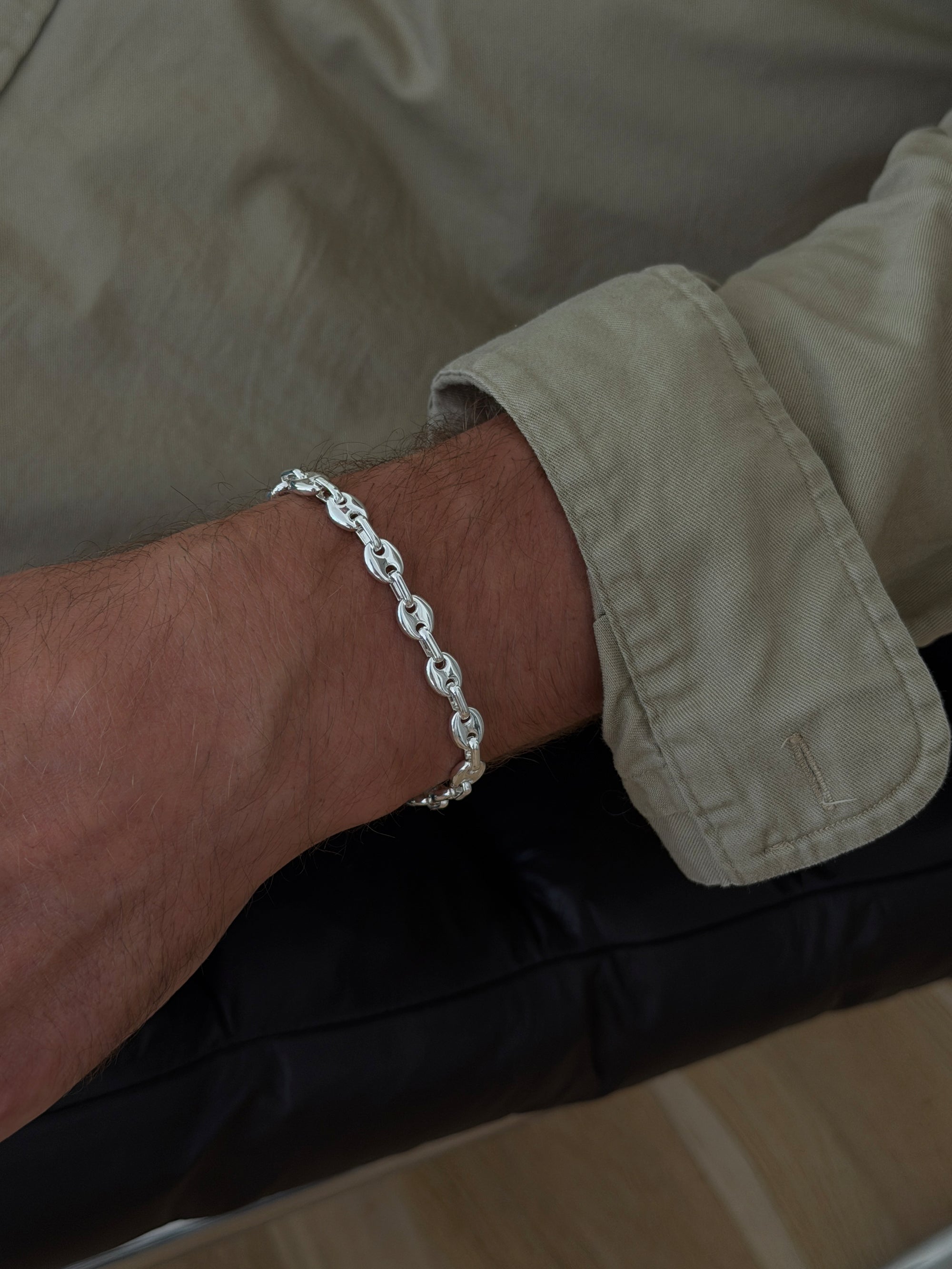 coffee bean bracelet 925 silver plated stainless steel