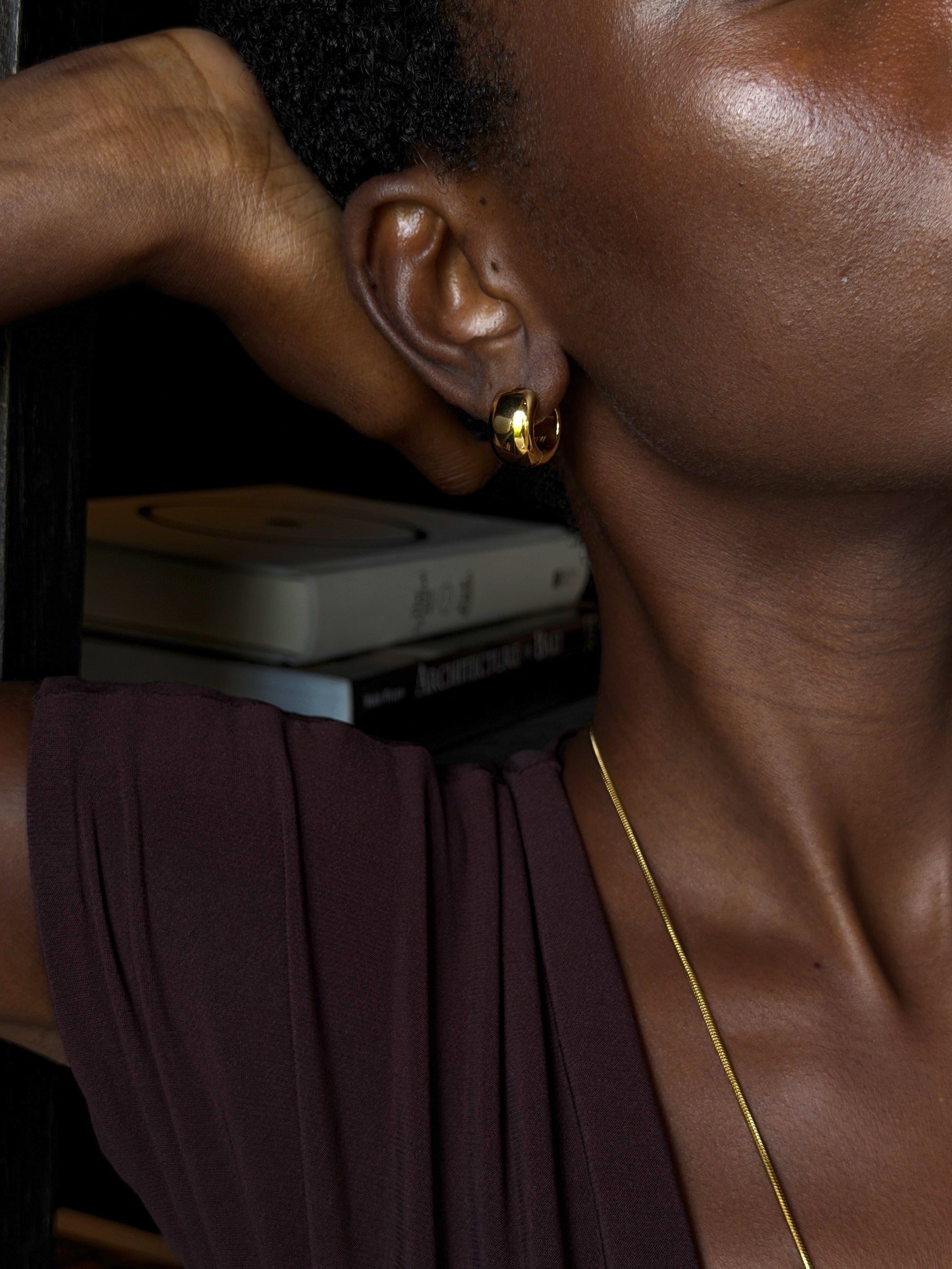 dome hoops 18k gold plated brass