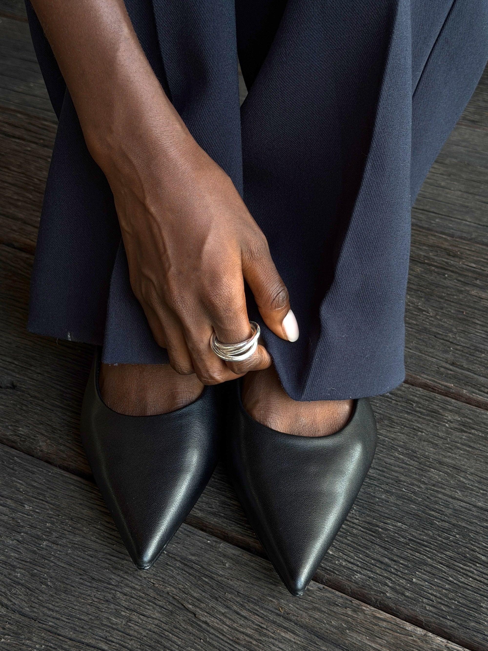 triple ring 925 silver plated stainless steel 