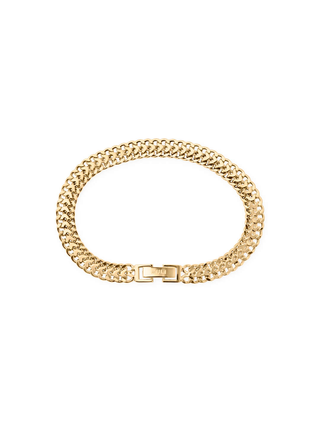 double curb chain bracelst made of 18k gold plated brass