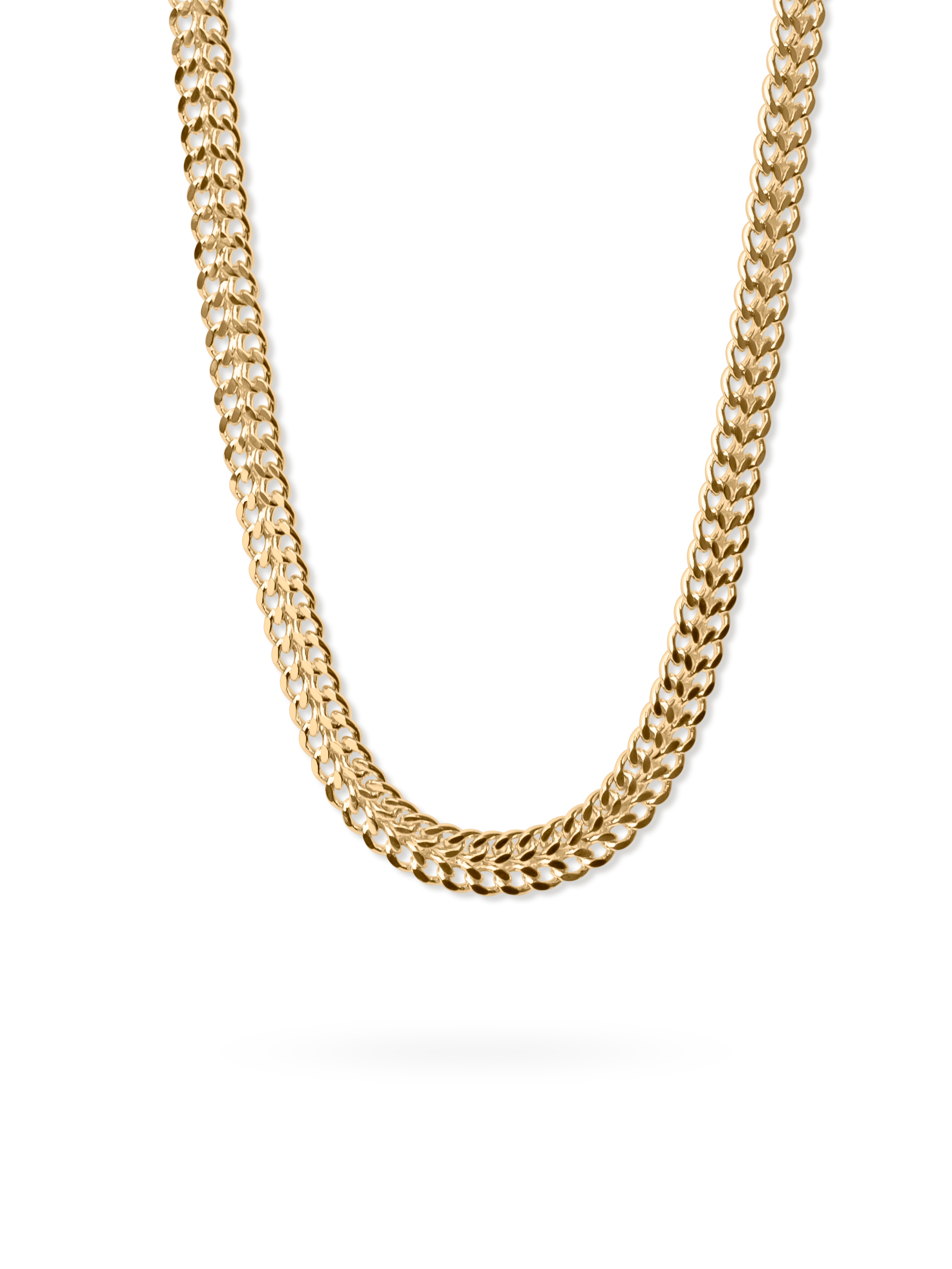 Necklace deigned as double curb chain link 