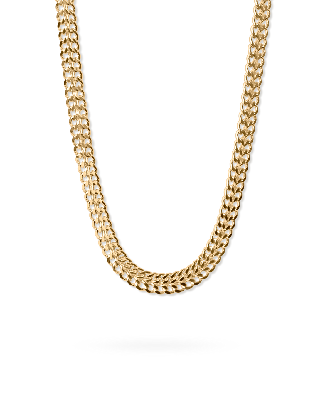 Necklace deigned as double curb chain link 