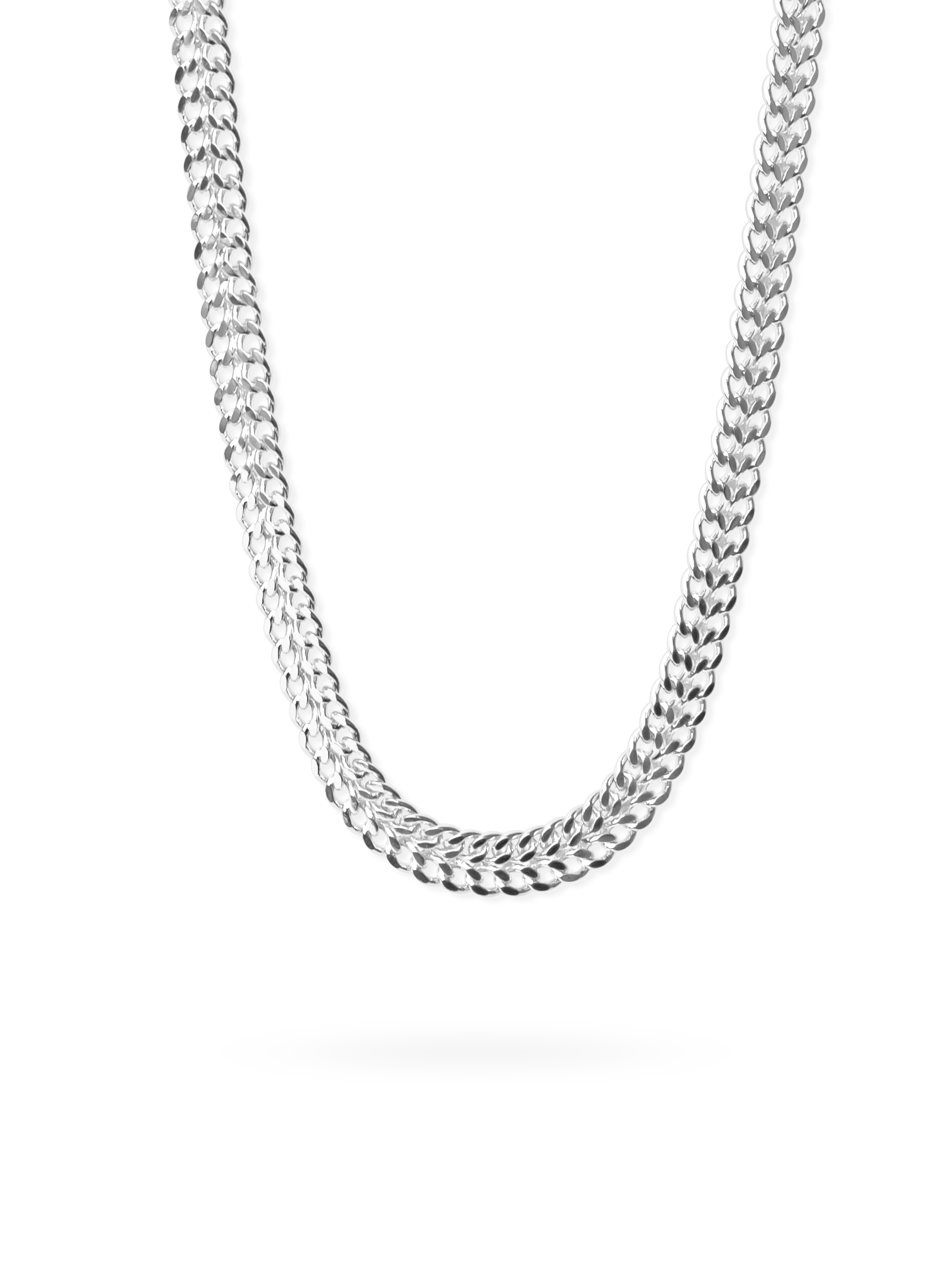 Double curb chain necklace in silver