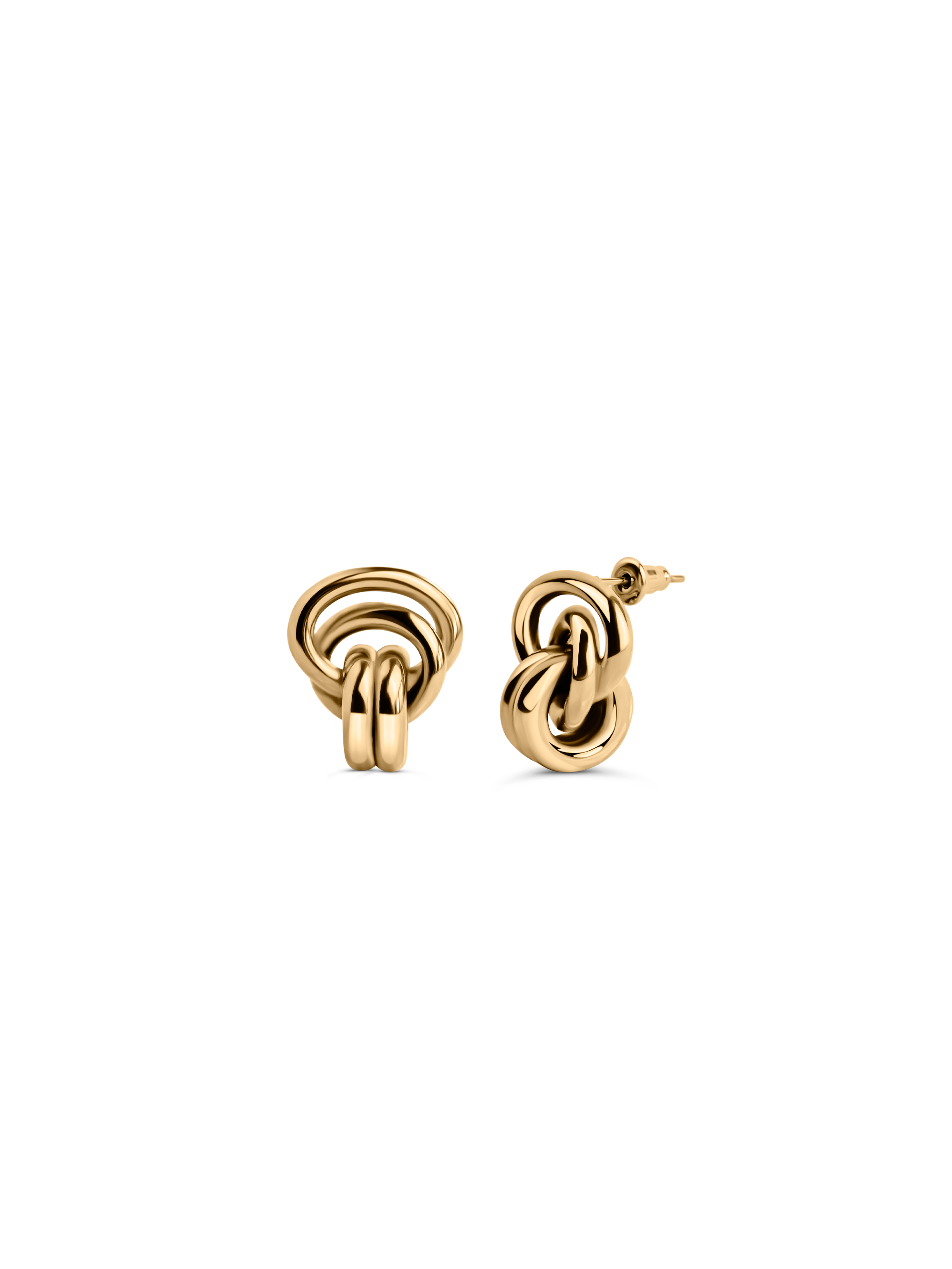 double knot earrings waterproof 18k gold PVD plated steel
