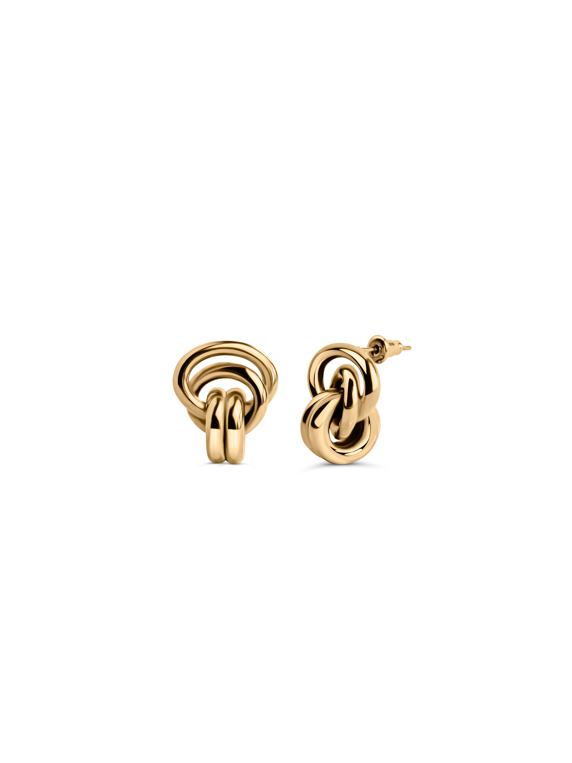 double knot earrings waterproof 18k gold PVD plated steel