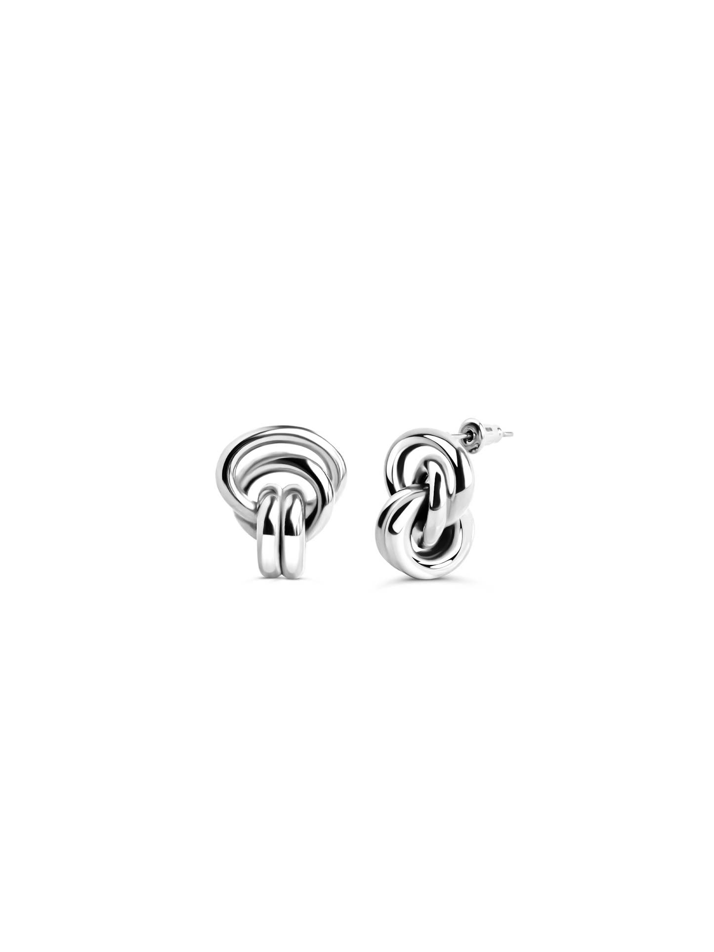 double knot earrings 925 silver plated steel