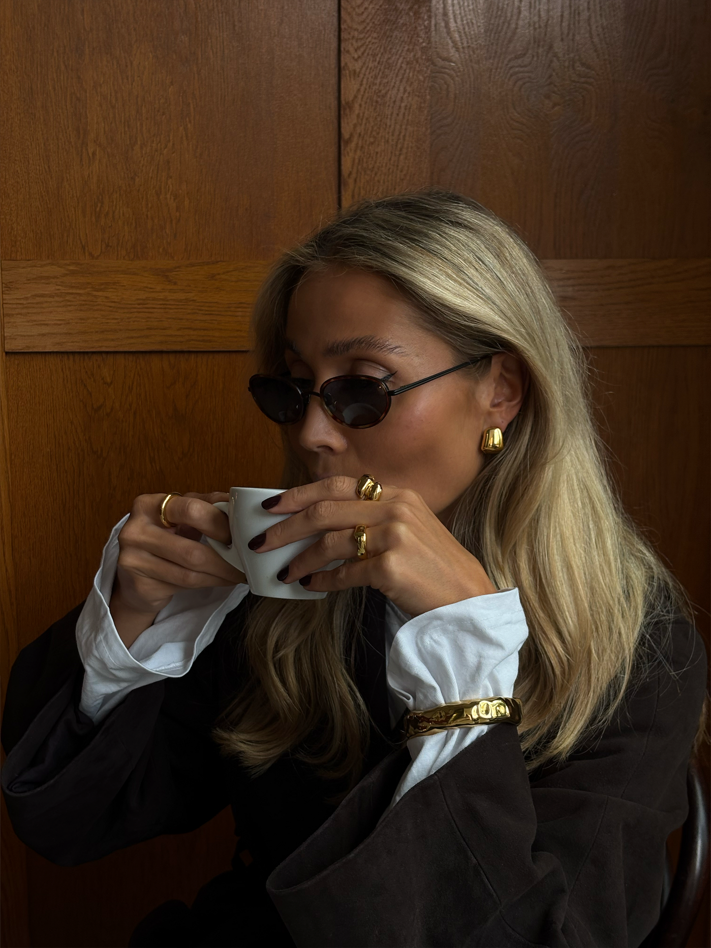 Gold Dune Duo Ring, a bold yet minimal piece for stacking or wearing solo.