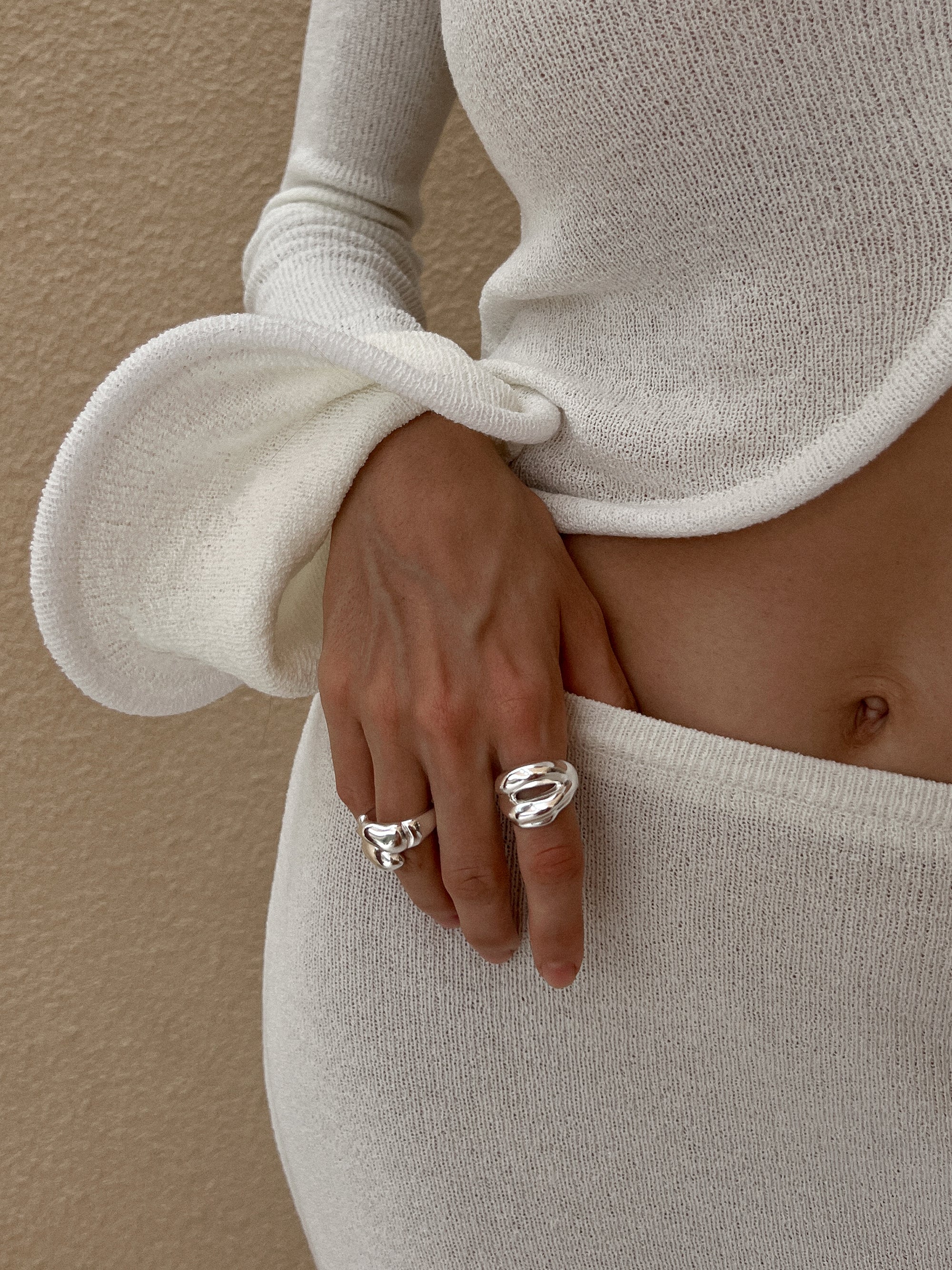 terra duo ring, dune duo ring 925 silver plated steel