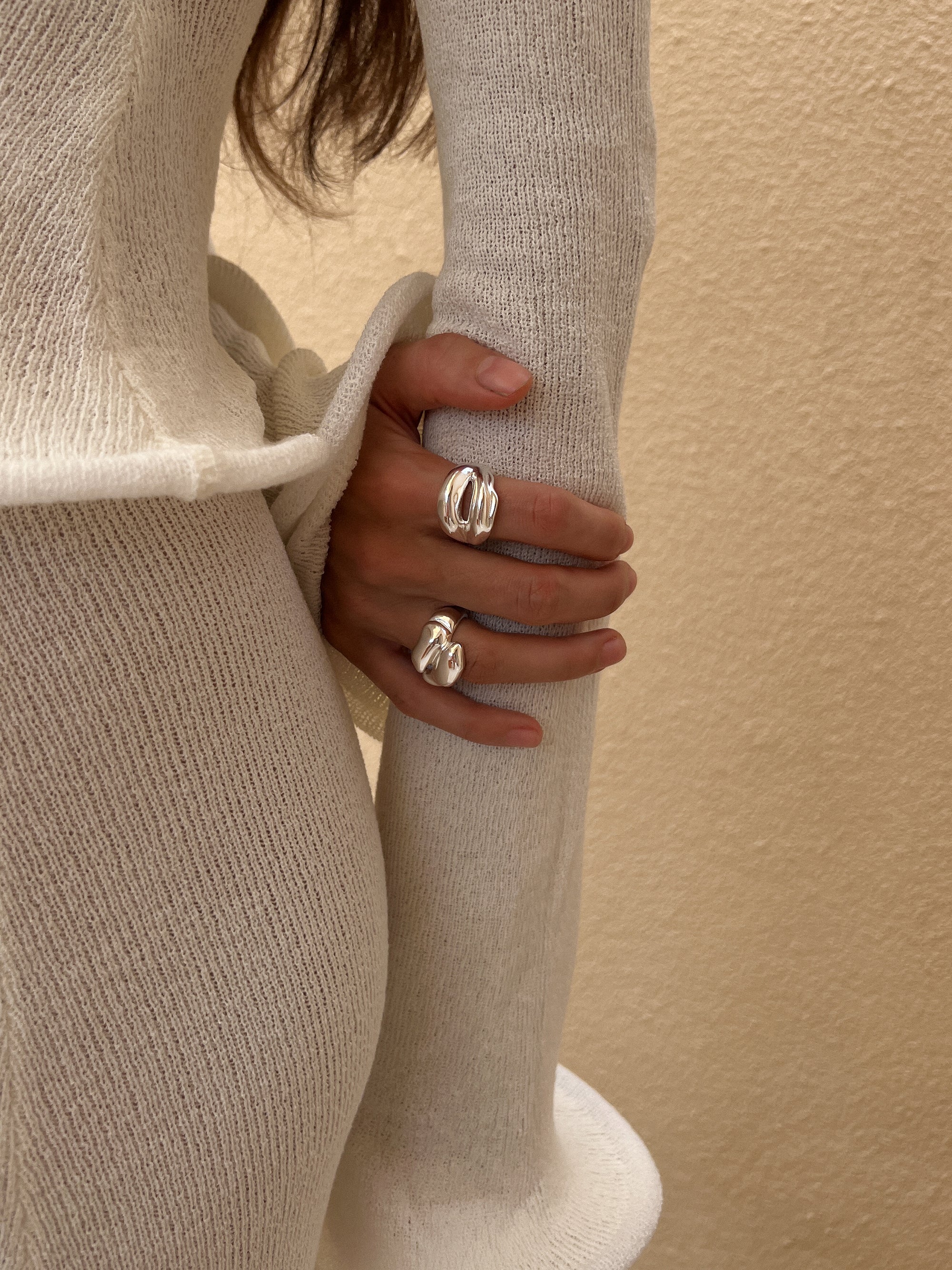 terra duo ring, dune duo ring 925 silver plated steel