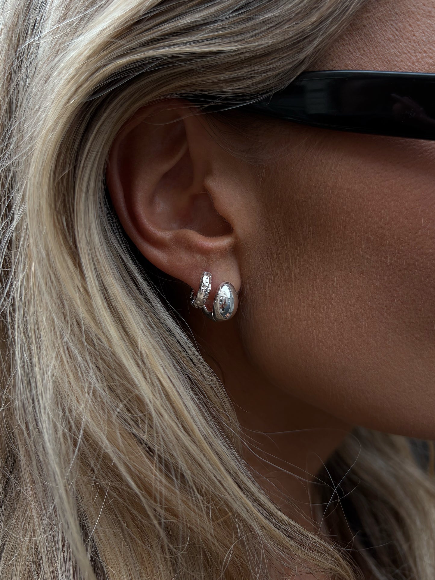 10mm Textured Hoops Silver