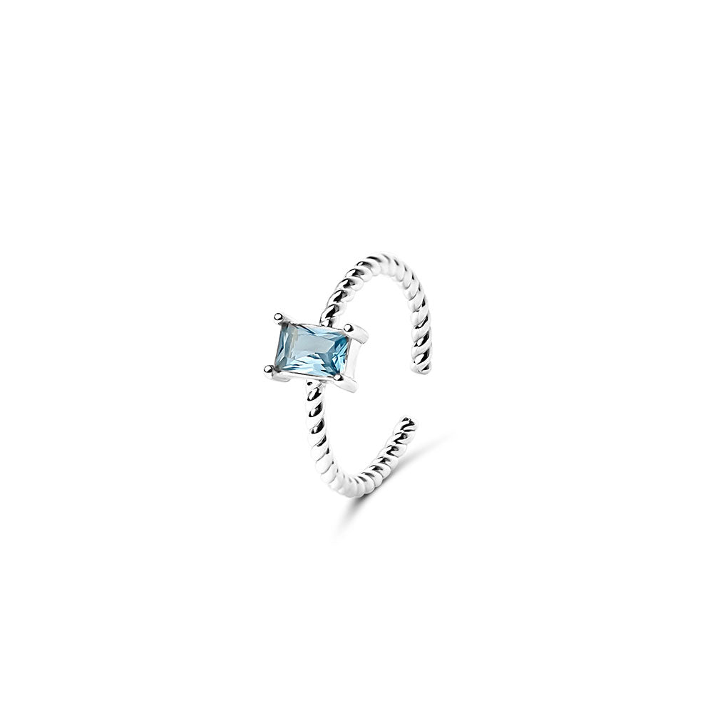 Ocean Blue Baguette Ring Silver