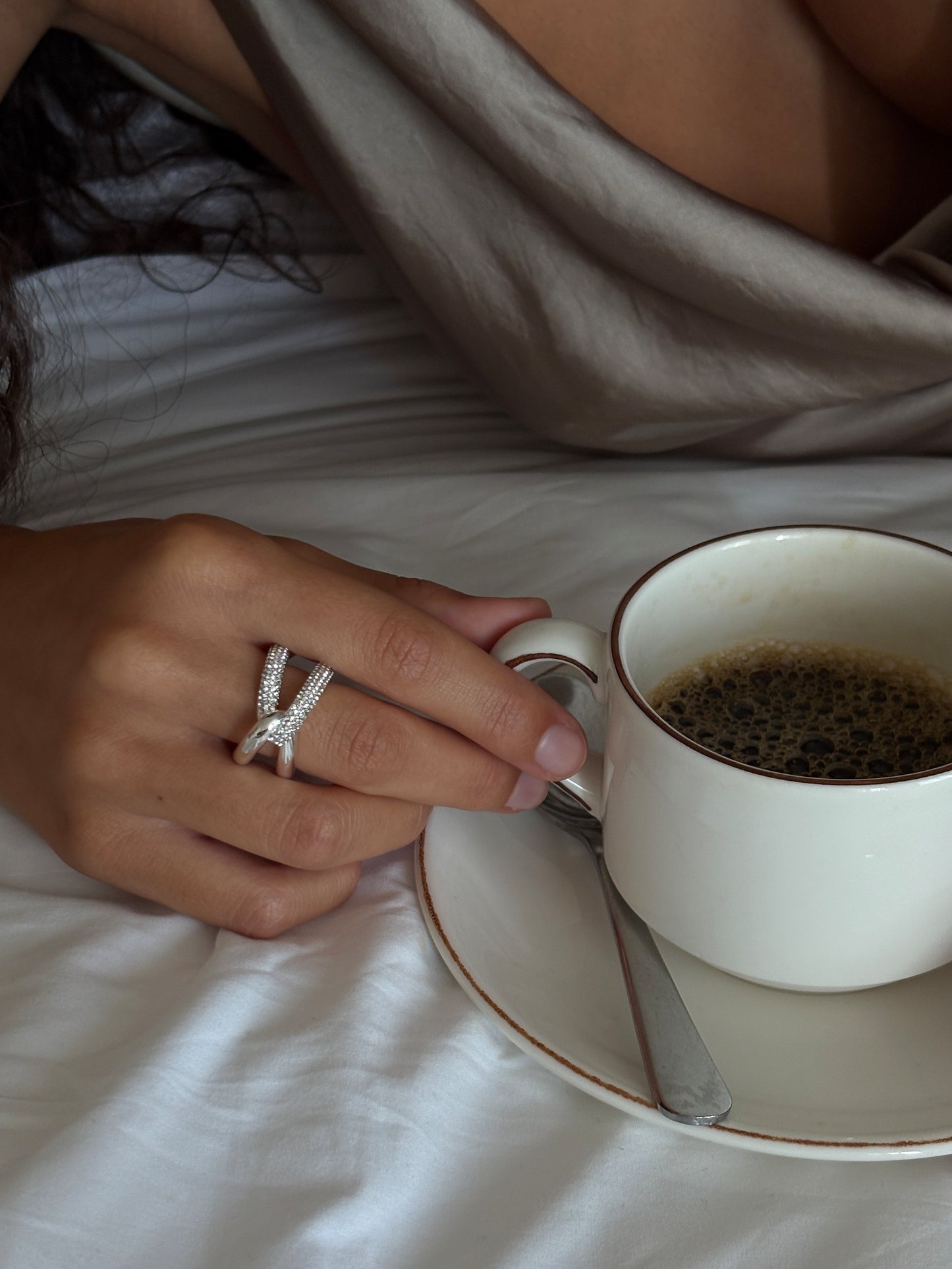 evoke pave ring 925 silver plated steel