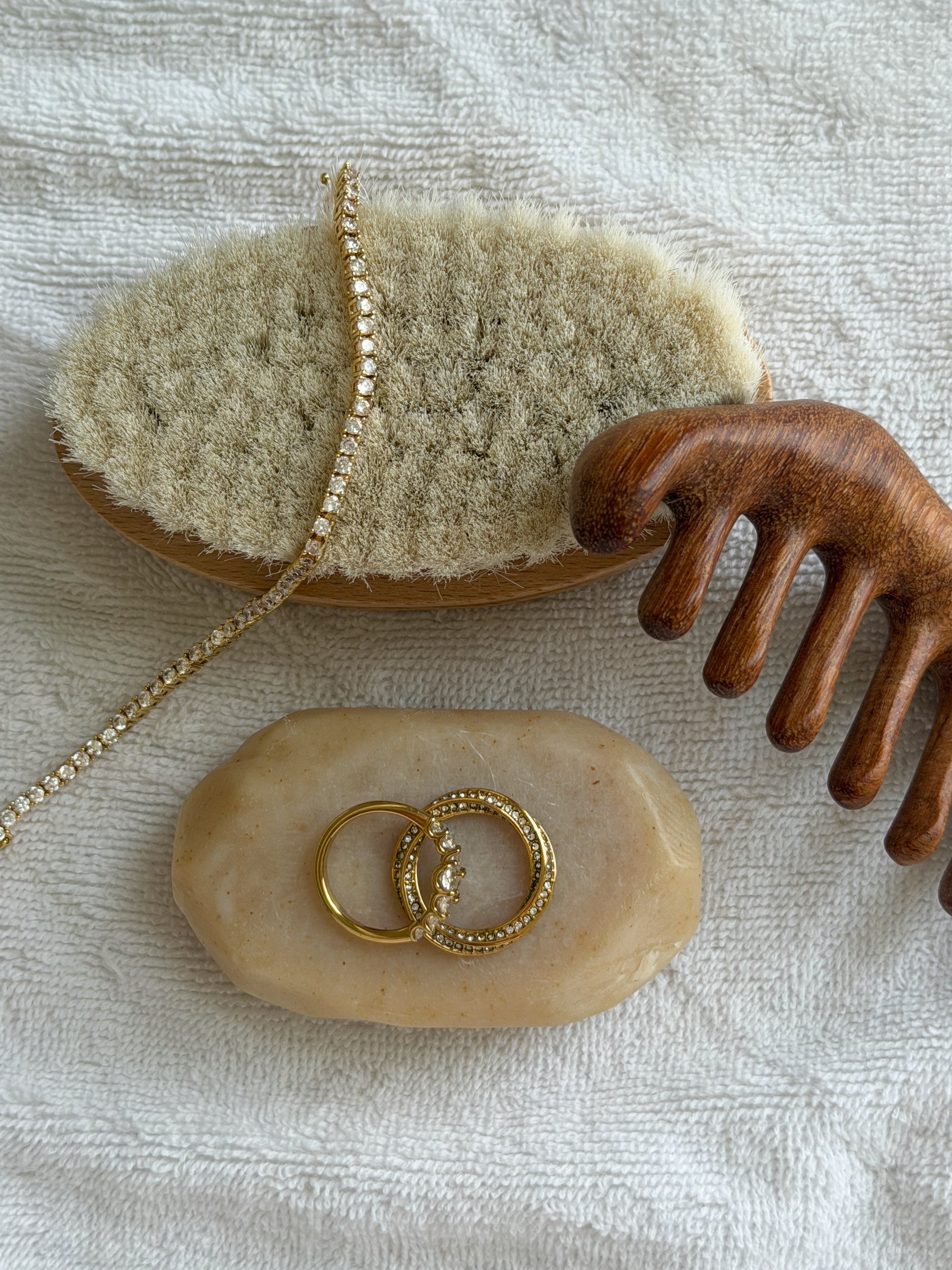 ora twisted ring, adjustable ring, tennis bracelet Waterproof 18k gold PVD plated steel