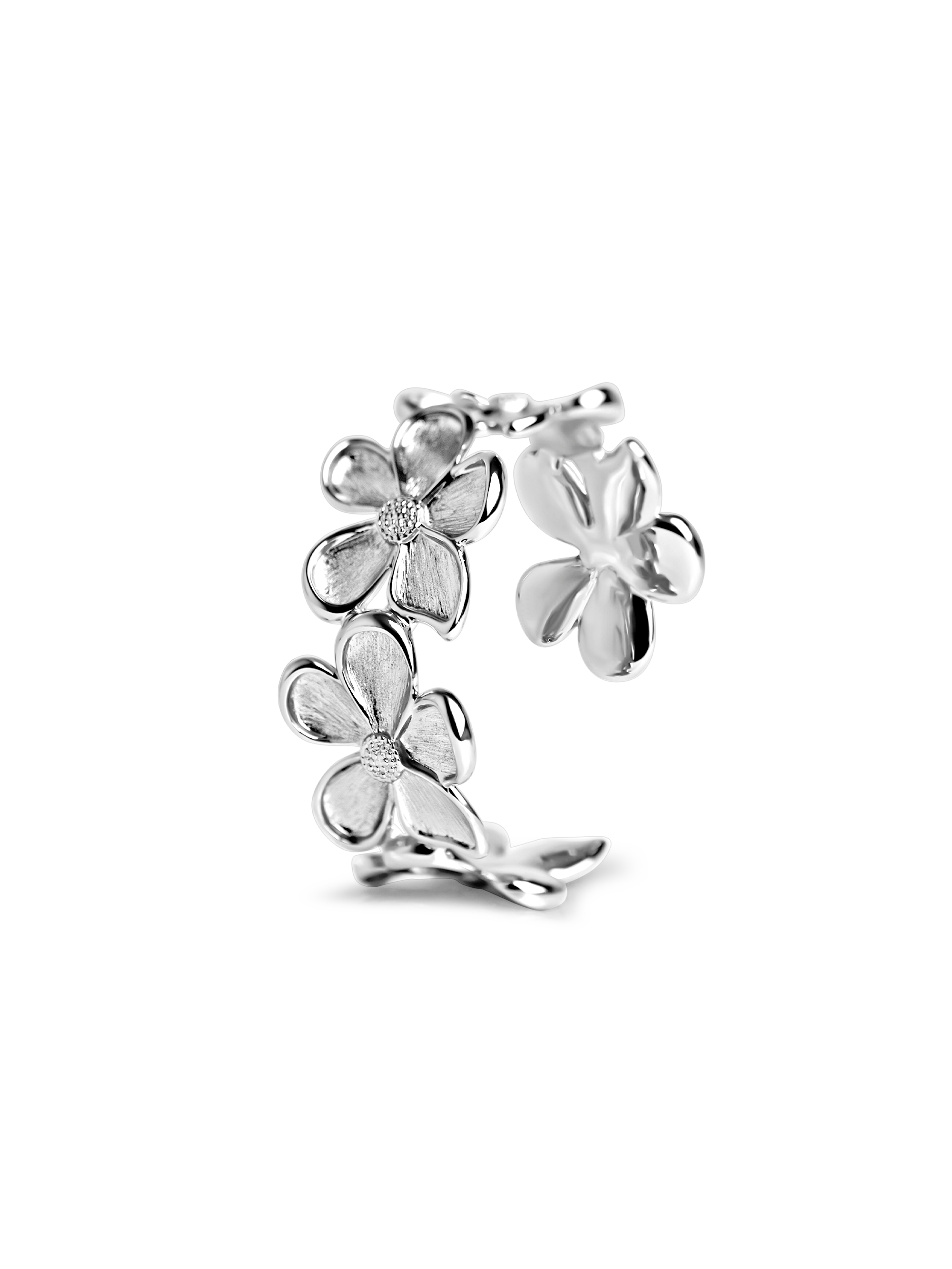 maxi flower bangle 925 silver plated brass