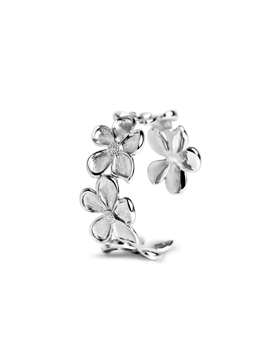 maxi flower bangle 925 silver plated brass