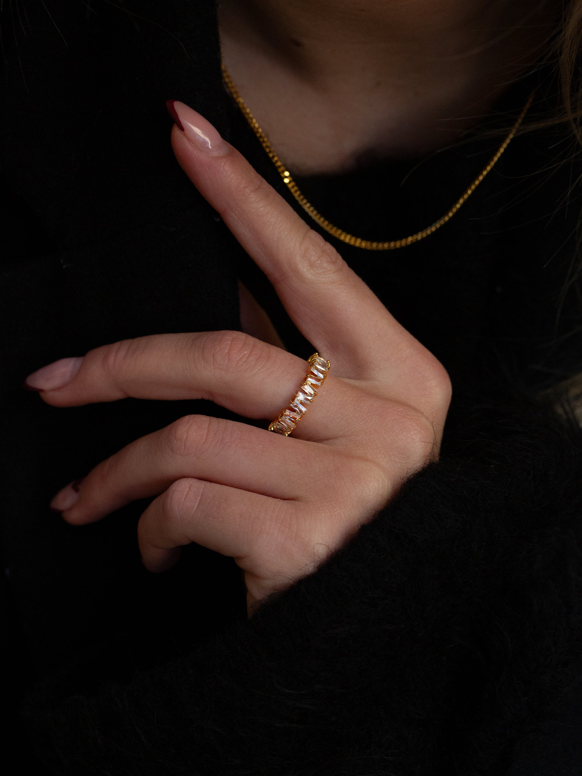 gemstone ring 18k gold plated brass