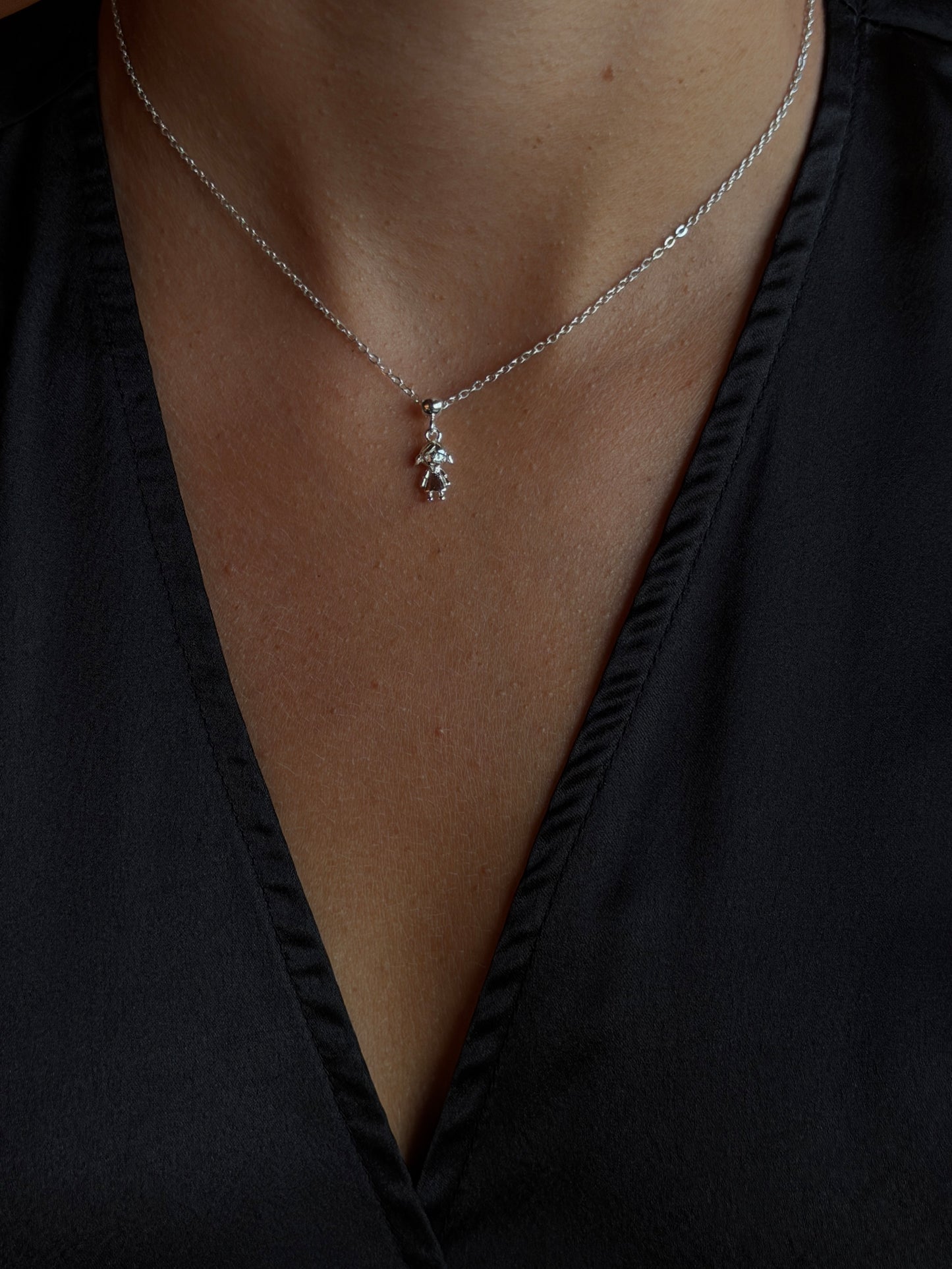 girl child charm 925 silver plated stainless steel