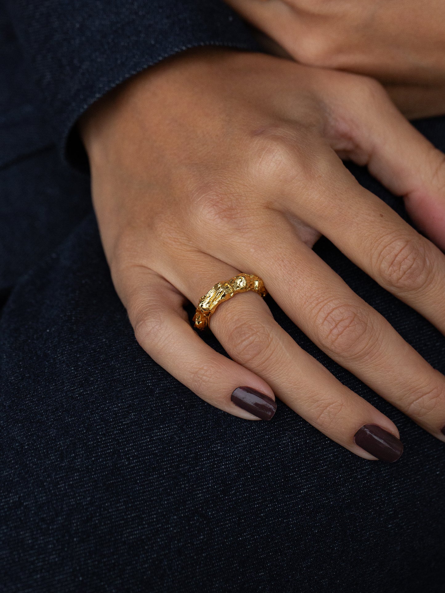 hammered ring 18k gold plated brass 