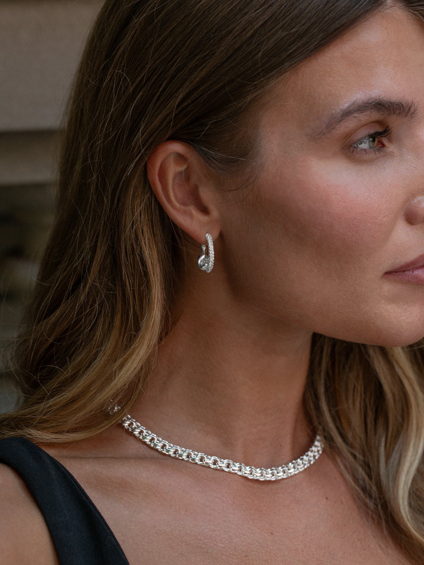 Pavé Knot Earrings Silver