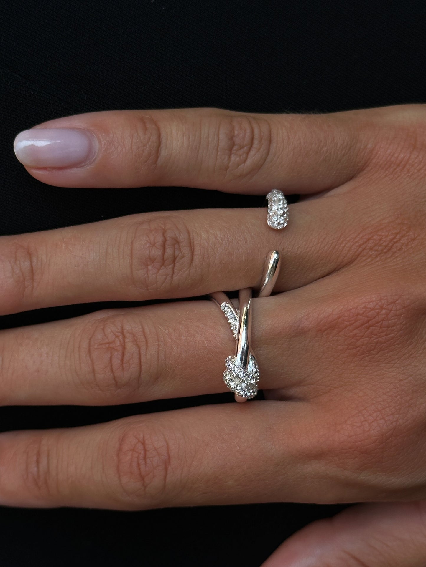 Adjustable Pavé Ring Silver