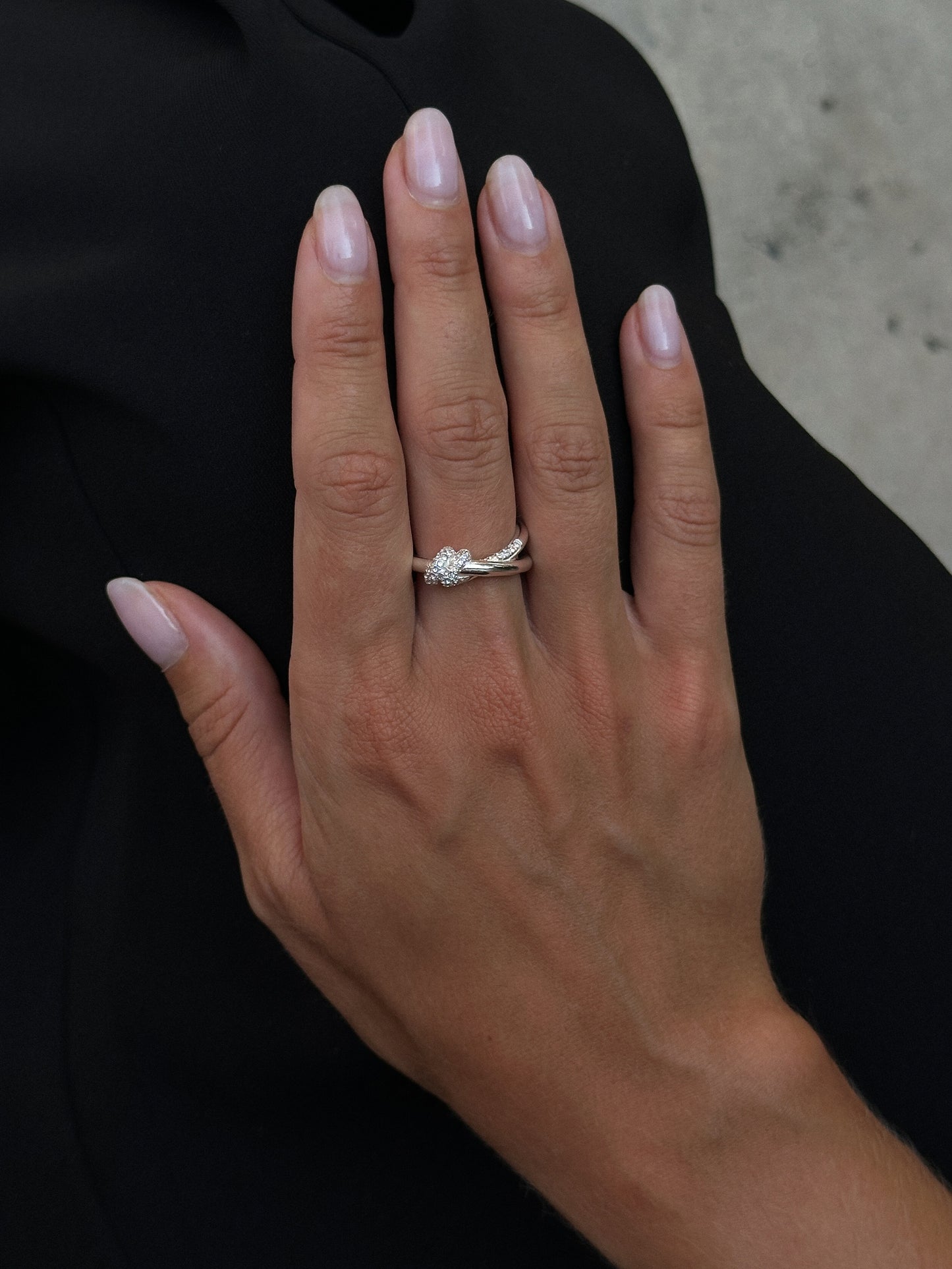 Pavé Knot Ring Silver