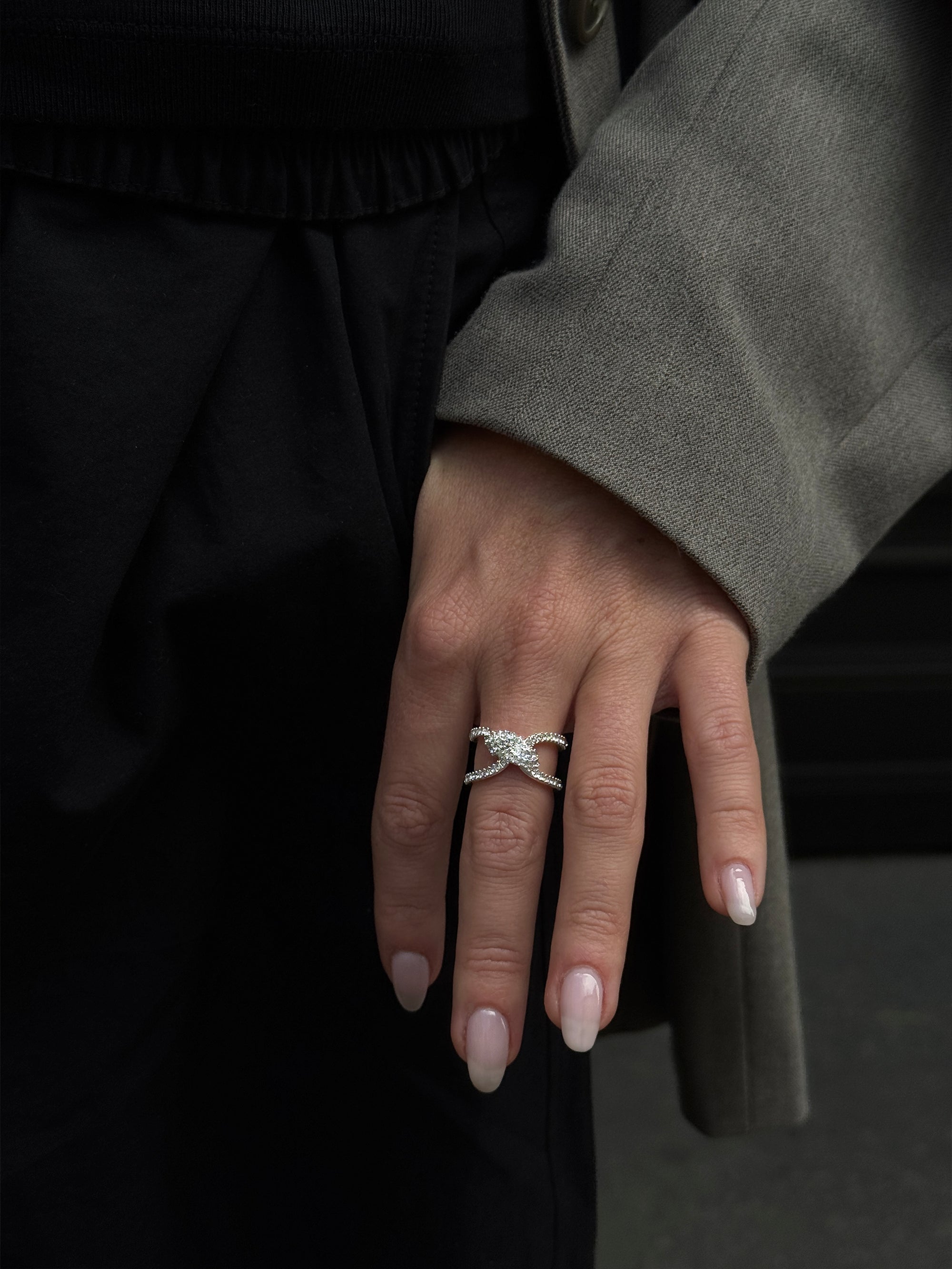 sage knot ring 925 silver plated steel
