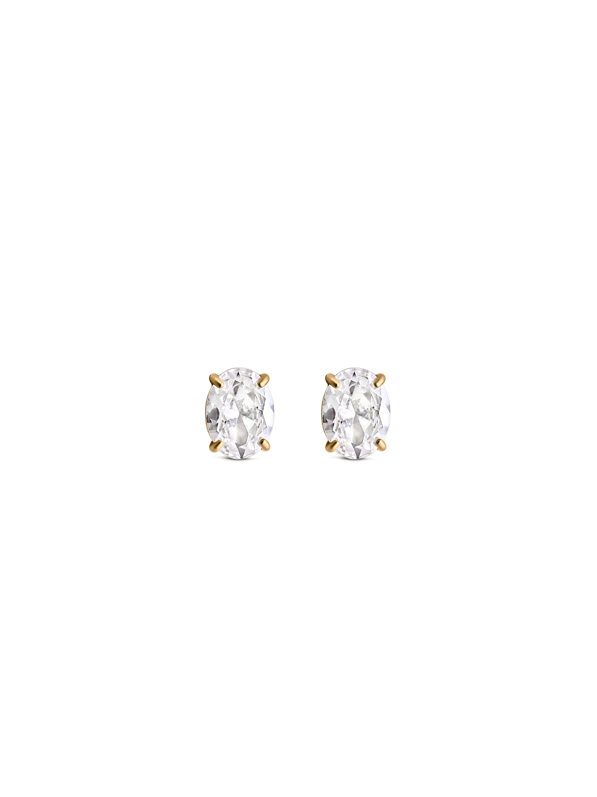 large oval cut stud Waterproof 18k gold PVD plated steel