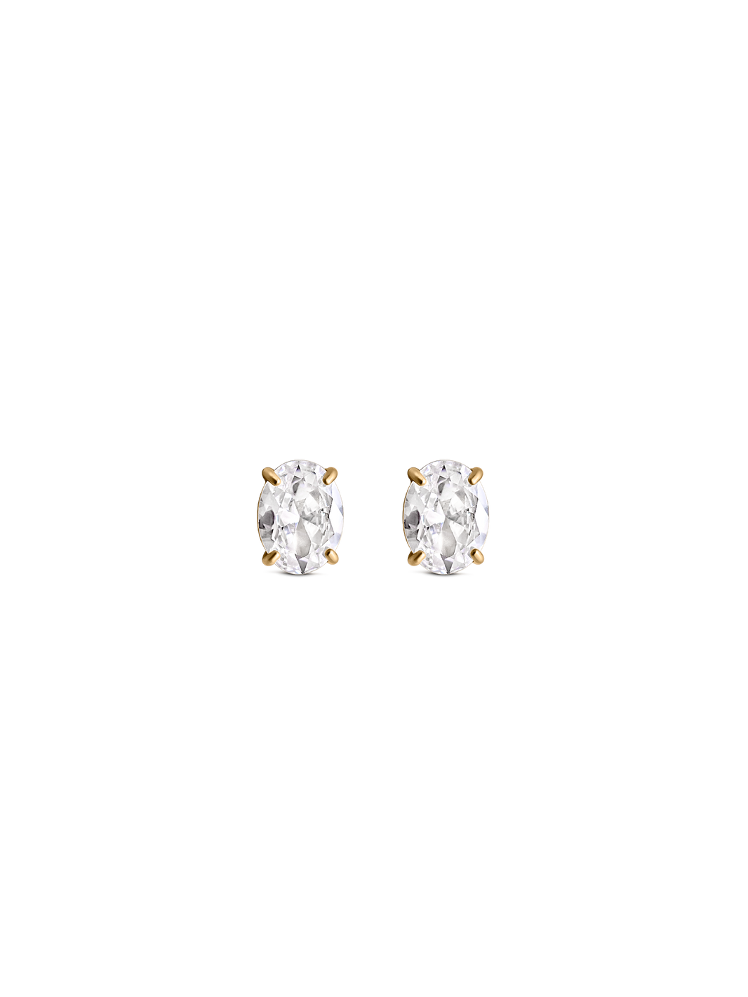 large oval cut stud Waterproof 18k gold PVD plated steel