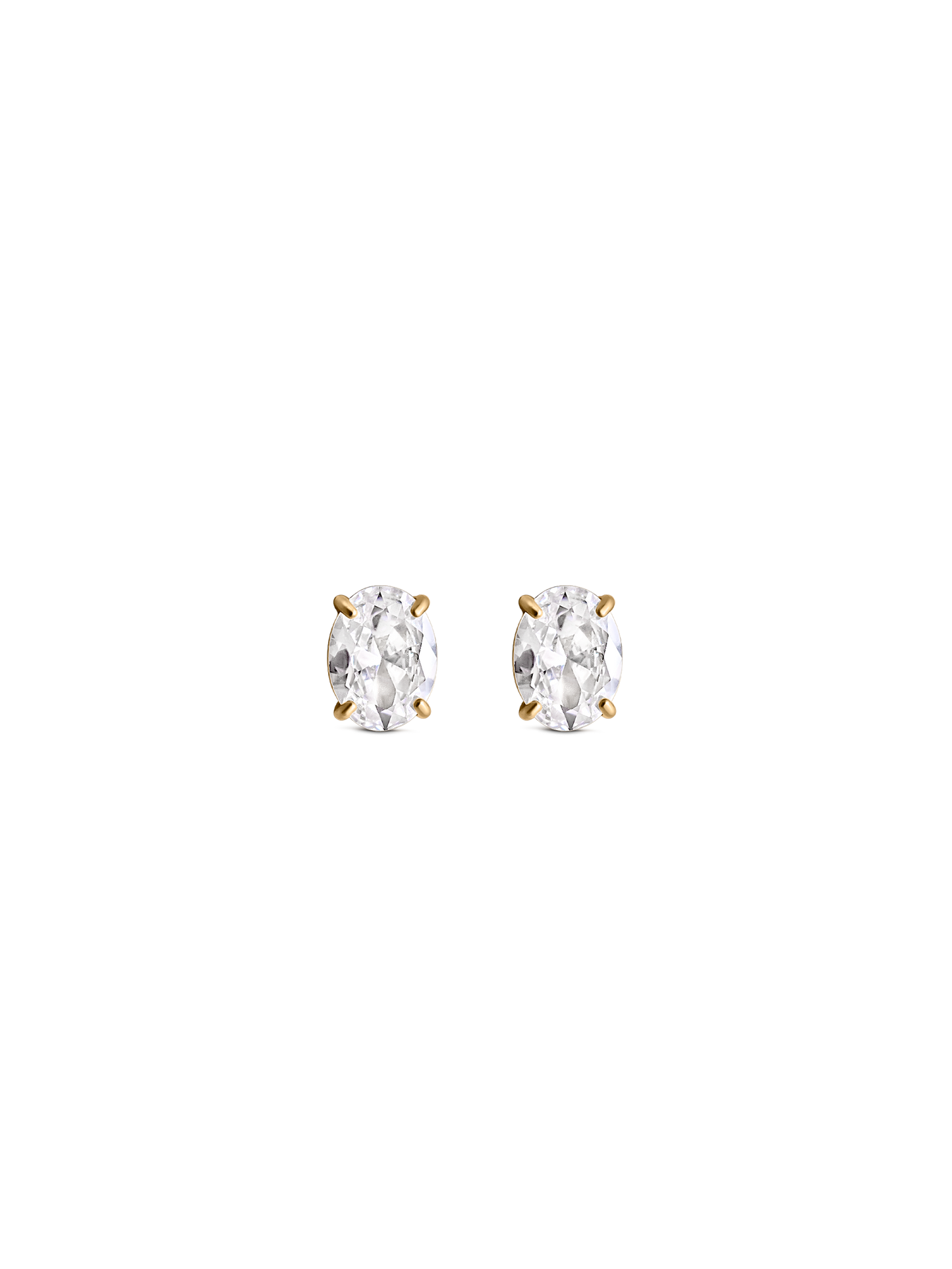 large oval cut stud Waterproof 18k gold PVD plated steel