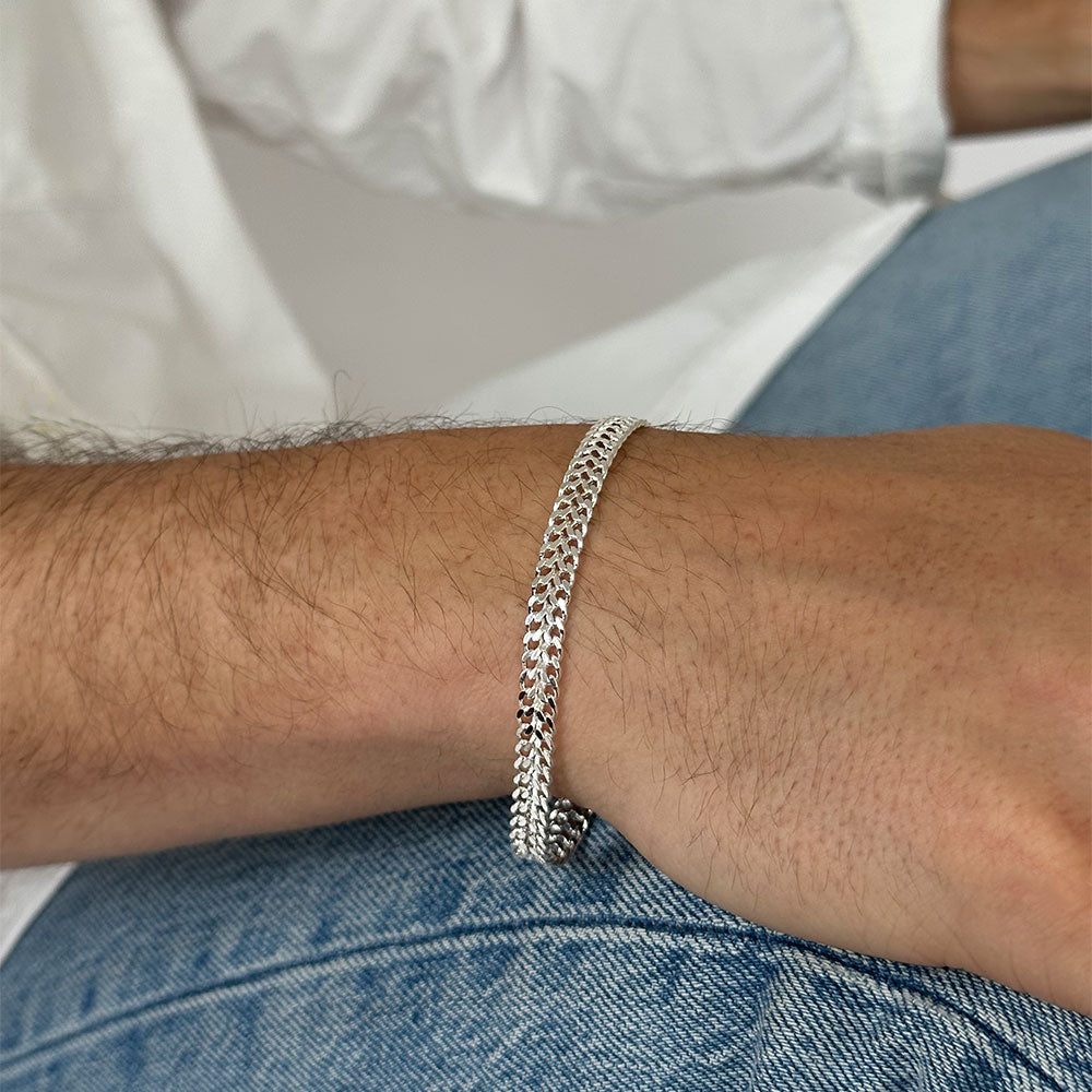 Sterling silver hollow curb bracelet