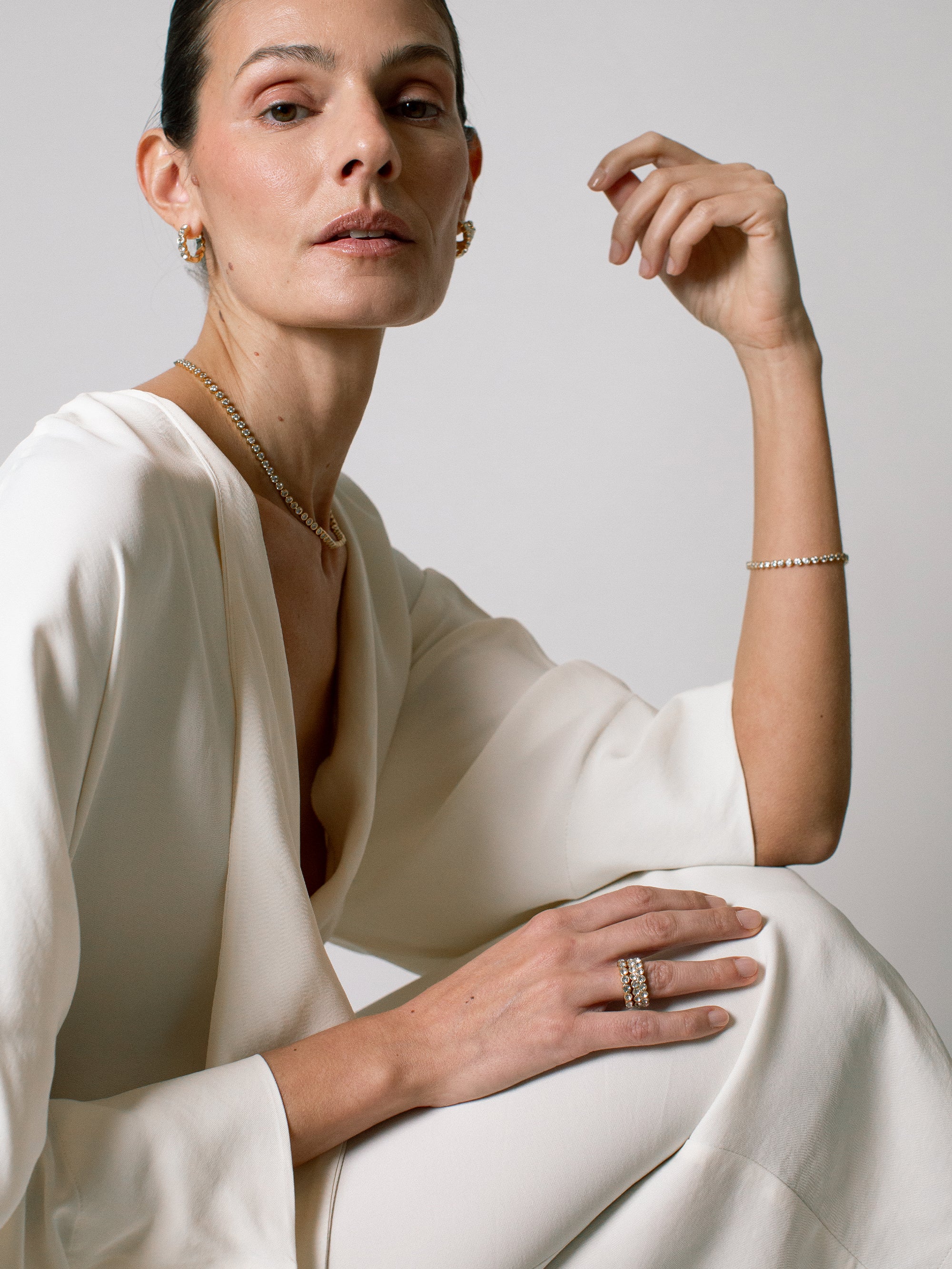 lotus duo ring 18k gold plated brass