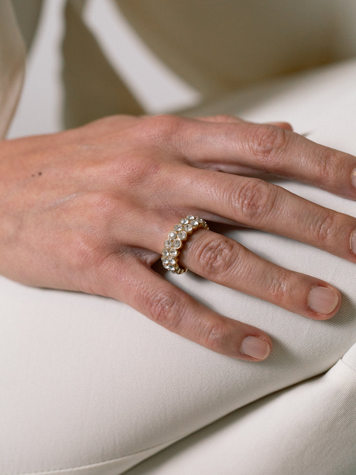 lotus duo ring 18k gold plated brass