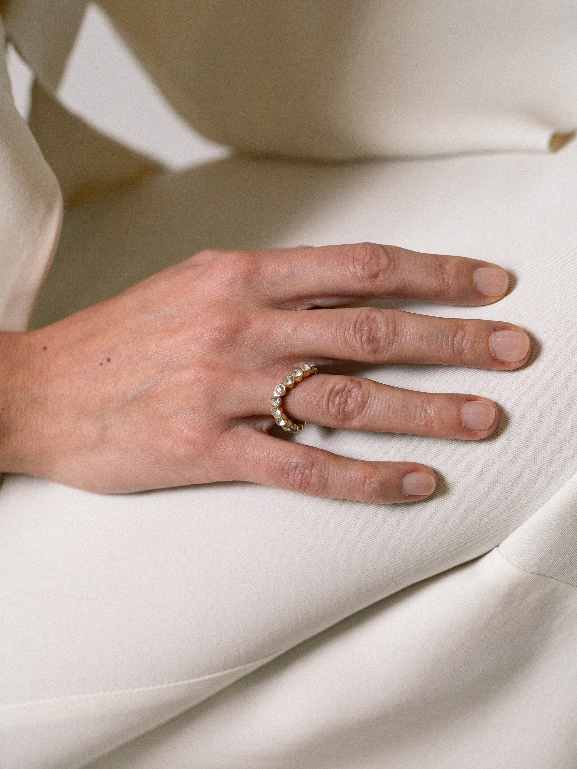 lotus wavy ring 18k gold plated brass