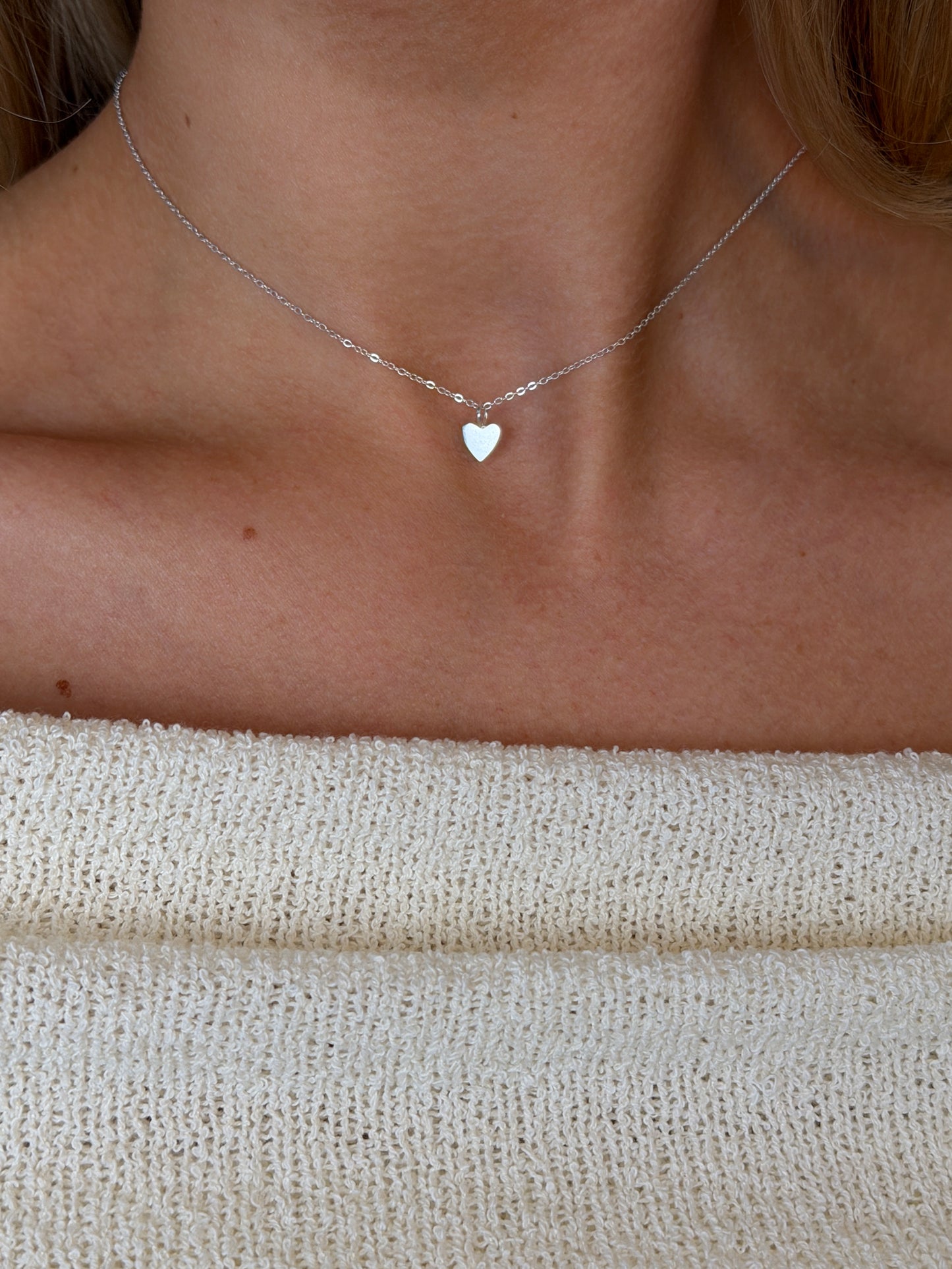 love heart necklace 925 silver plated steel