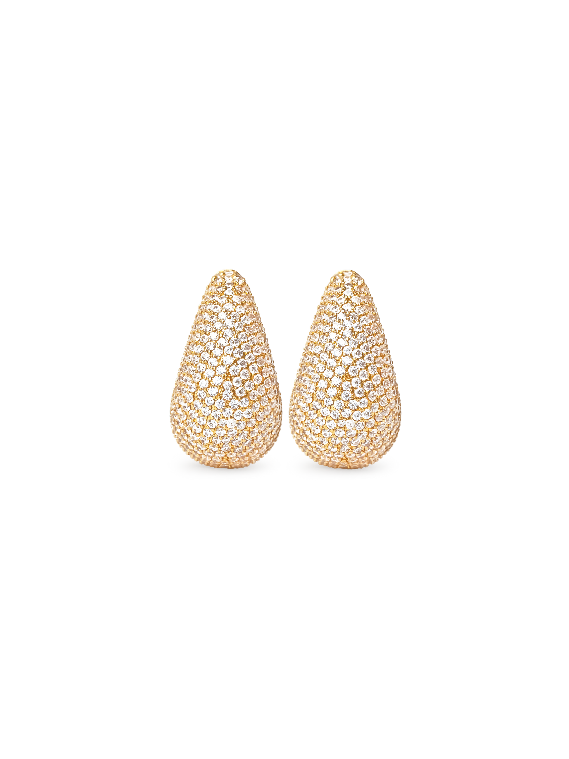 maxi pave drop earrings 18k gold plated brass