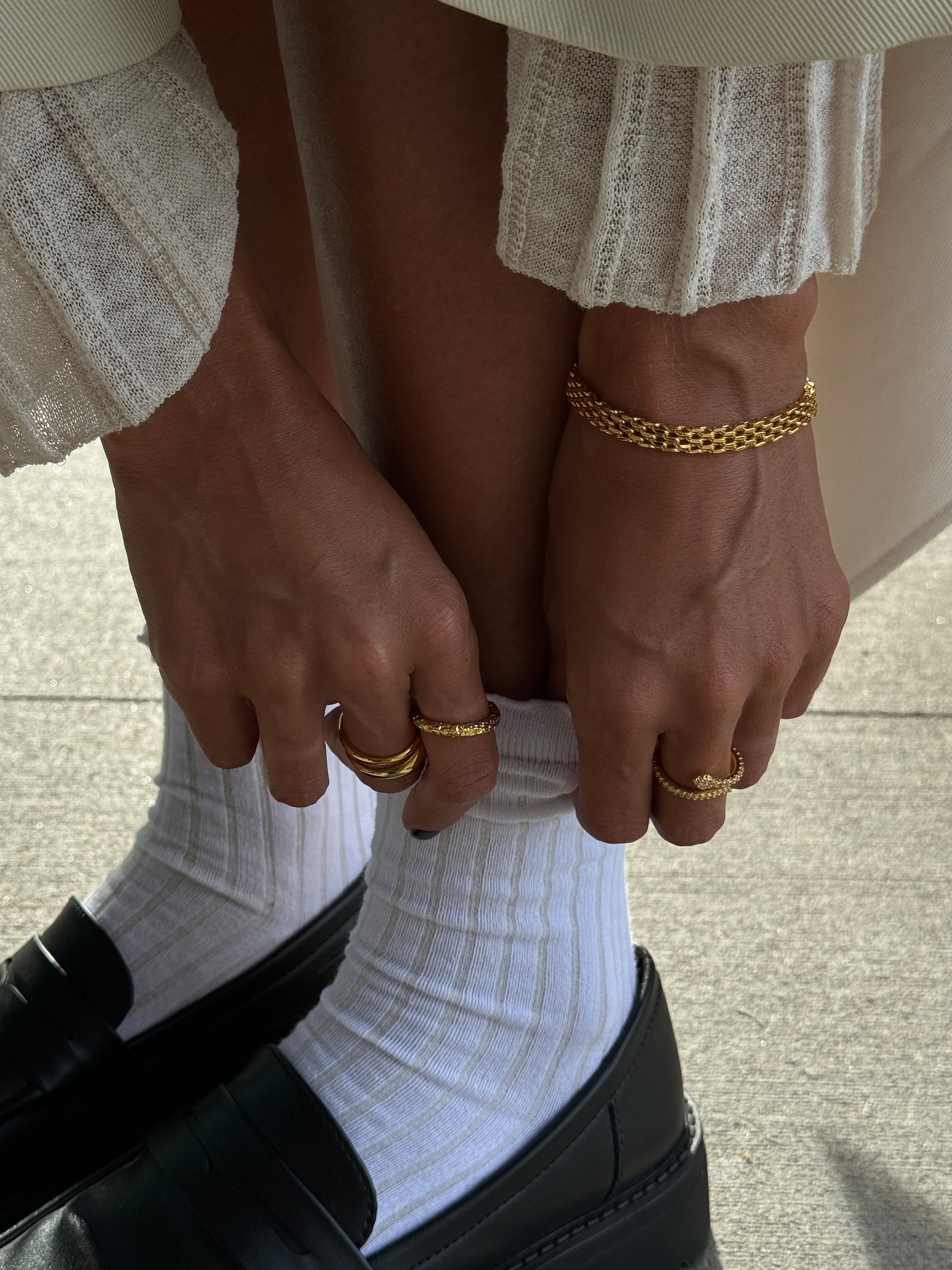 Mesh Link Bracelet in 18k gold plated brass